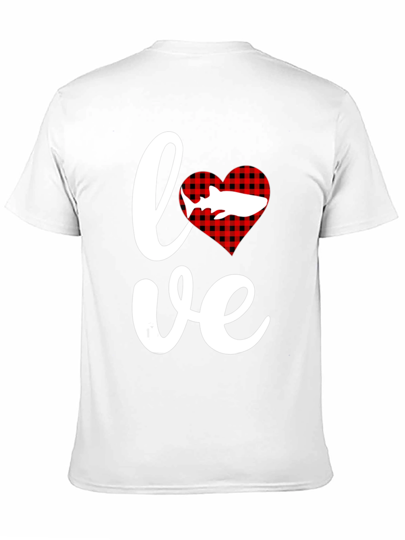 Love Shark T-Shirt - Red Buffalo Plaid Heart