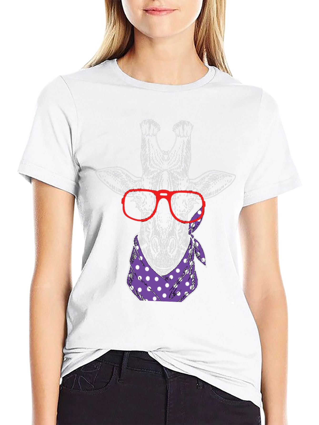 Giraffe with Glasses Graphic Tee