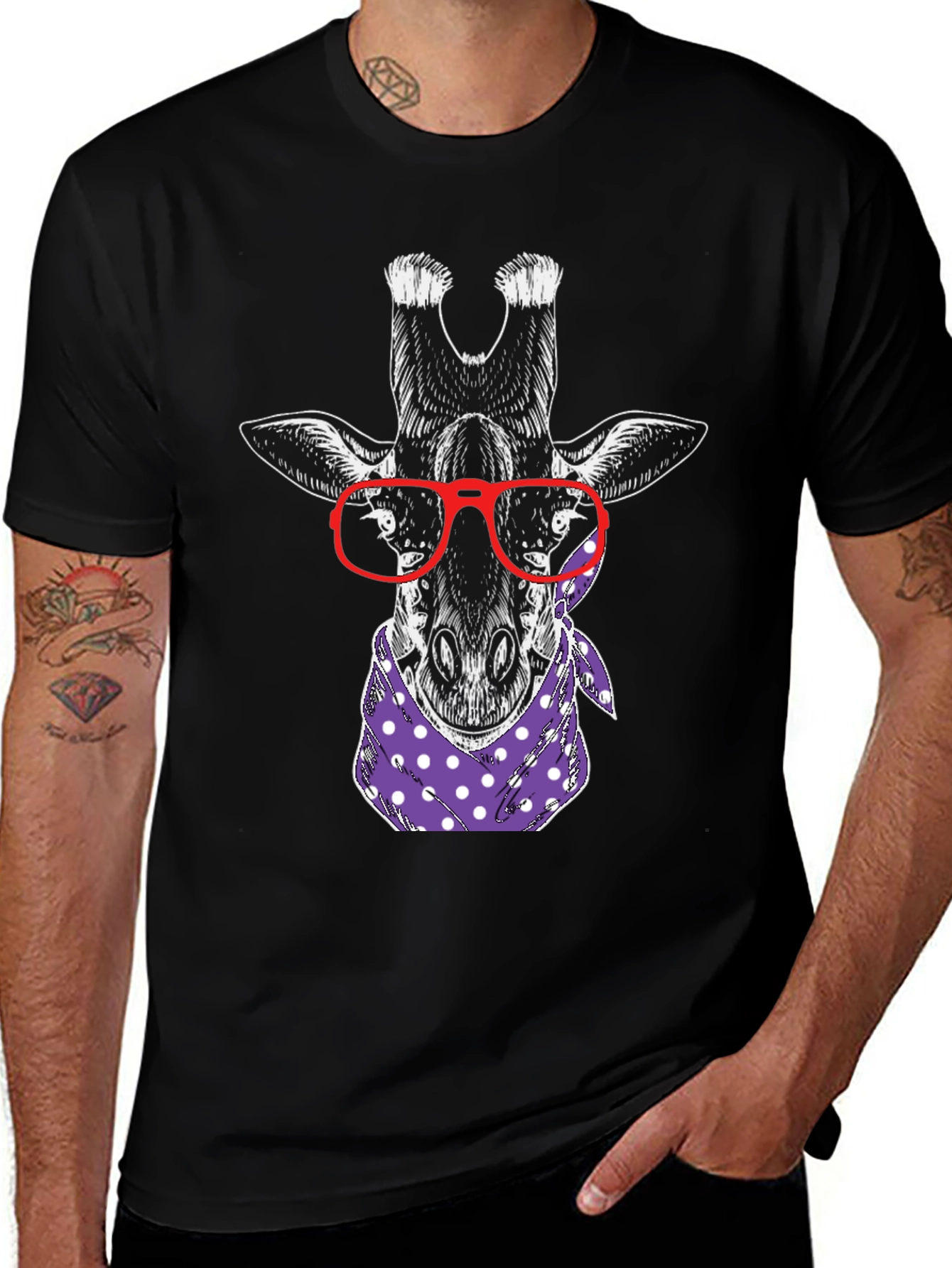 Giraffe with Glasses Graphic Tee