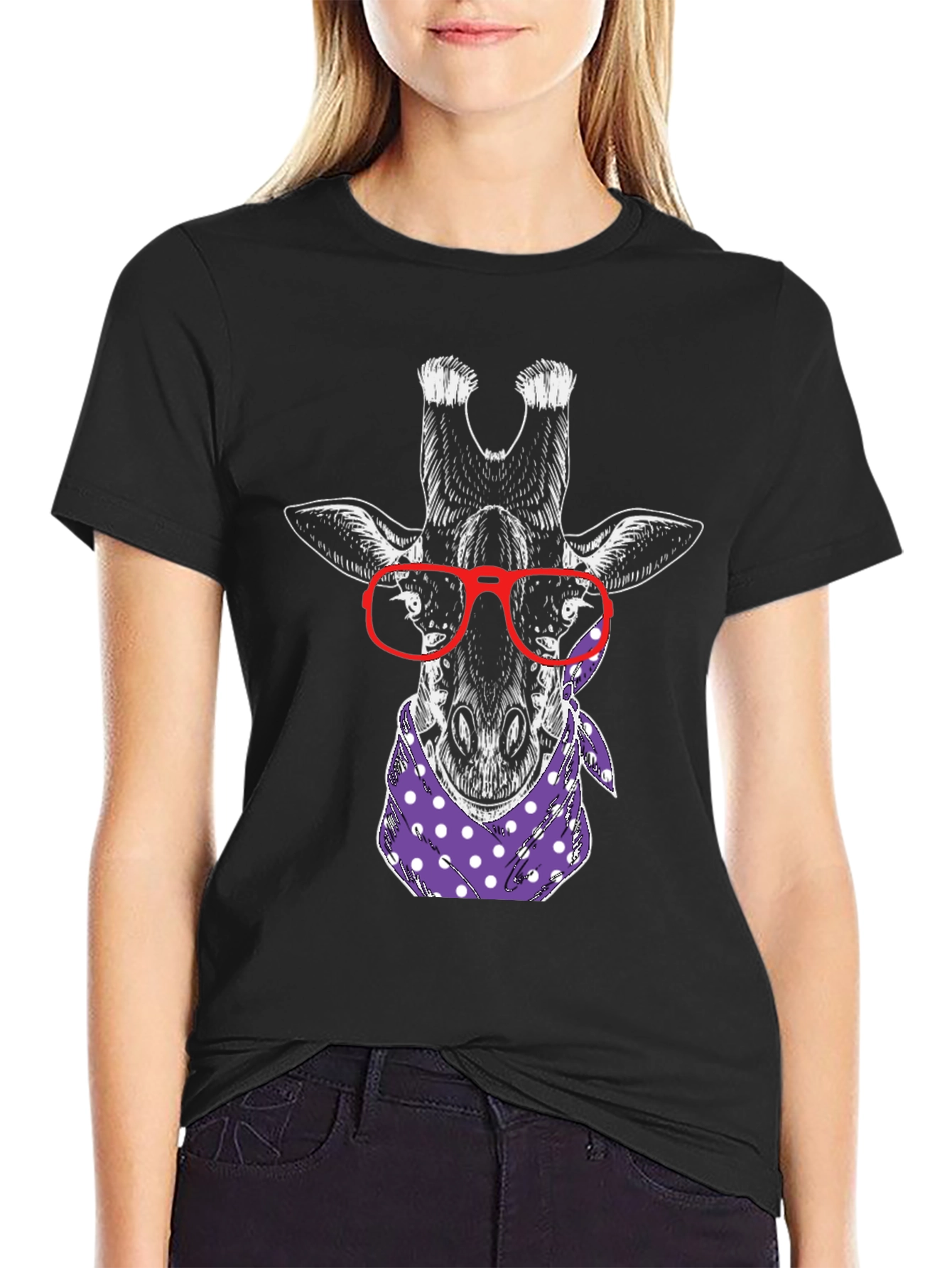 Giraffe with Glasses Graphic Tee