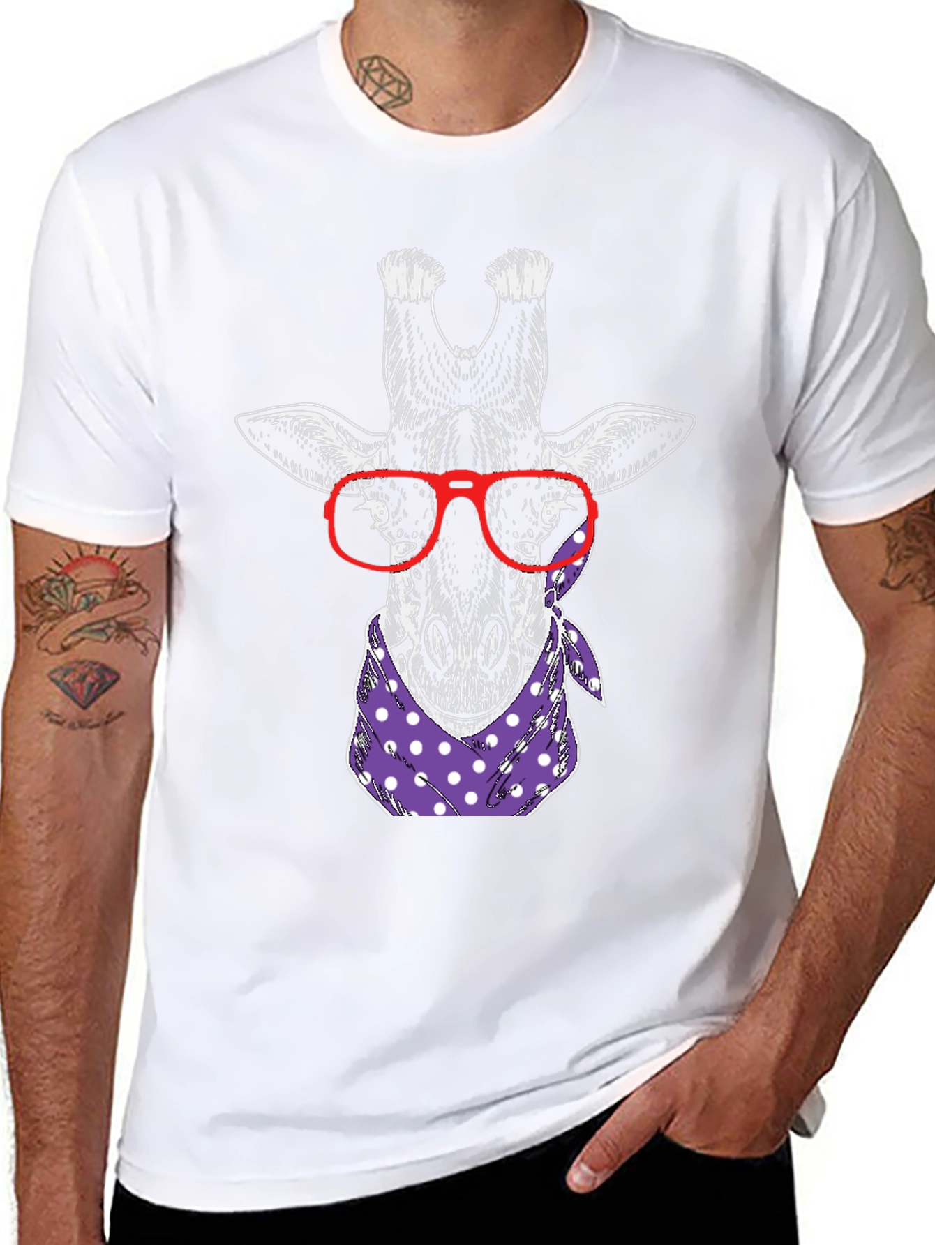 Giraffe with Glasses Graphic Tee