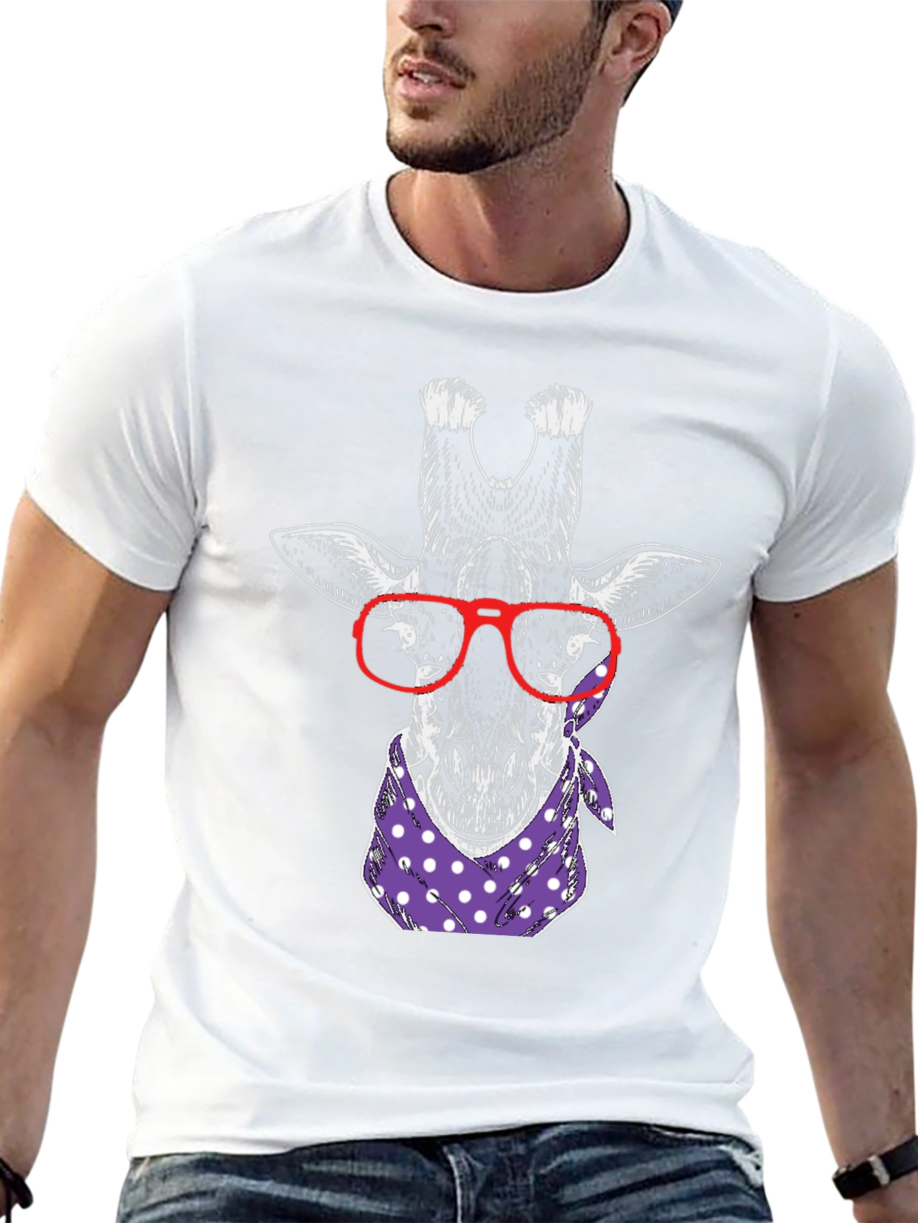 Giraffe with Glasses Graphic Tee