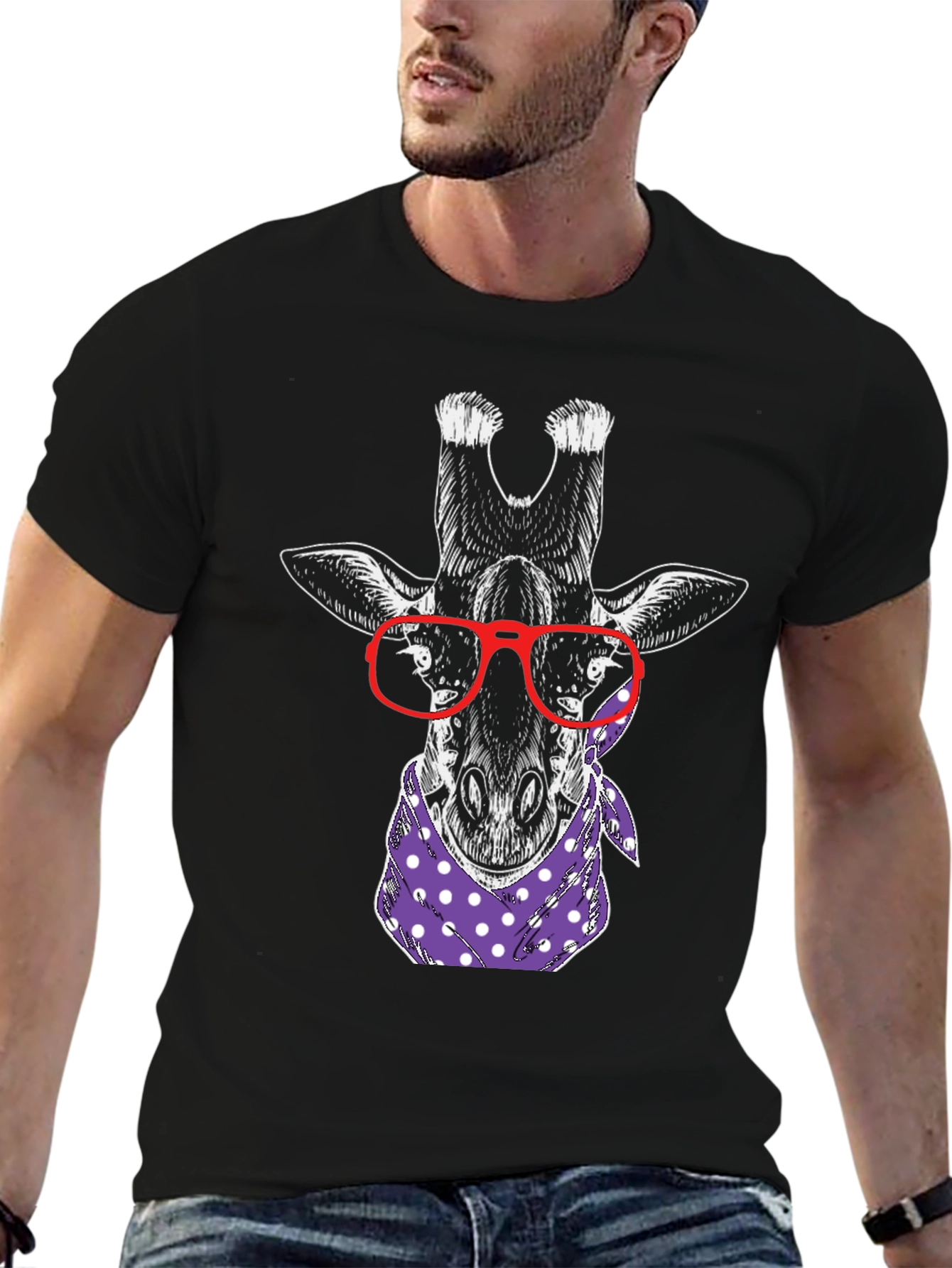 Giraffe with Glasses Graphic Tee
