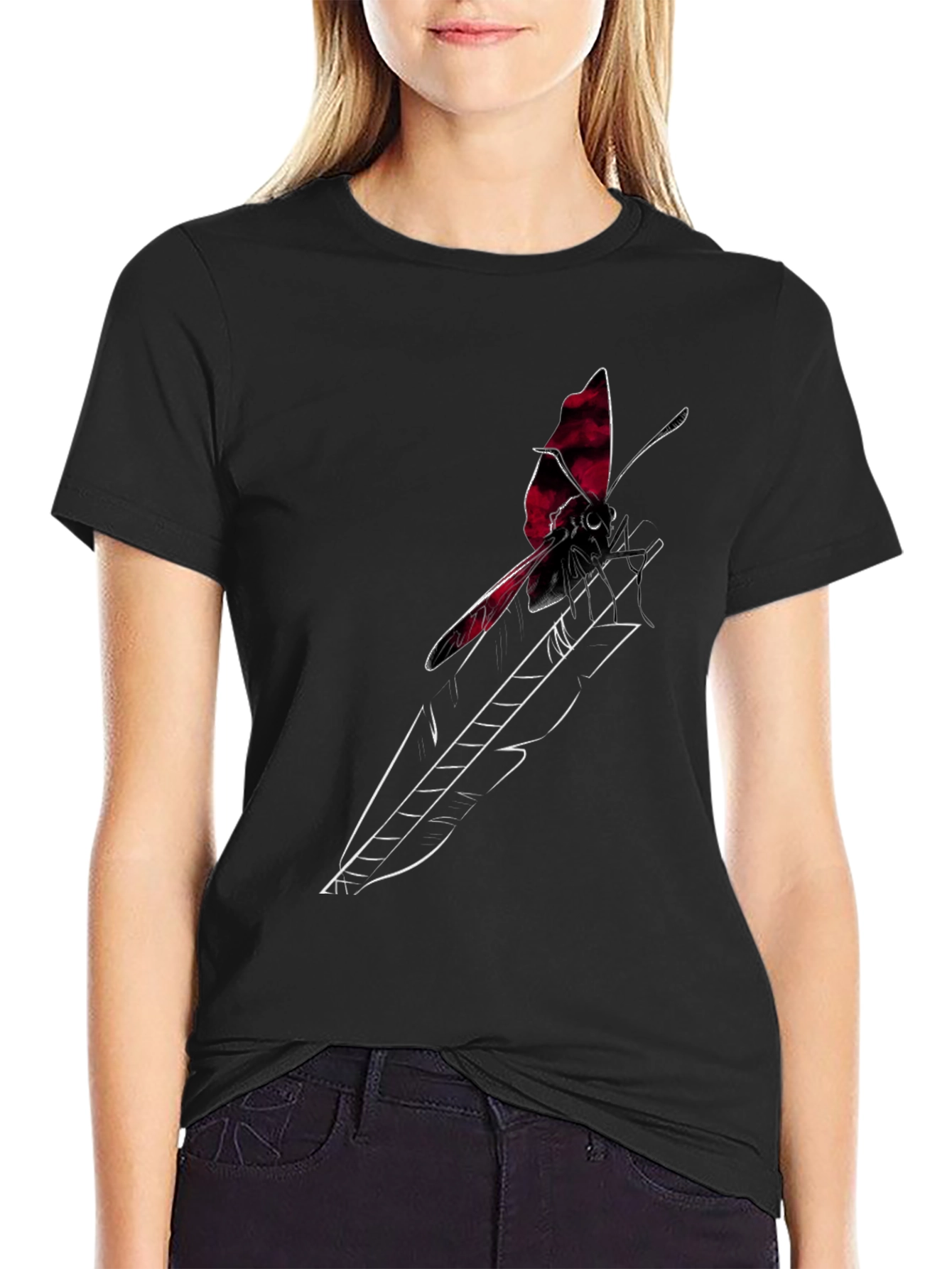 Butterfly Arrow Graphic Tee - Stylish Black T-Shirt