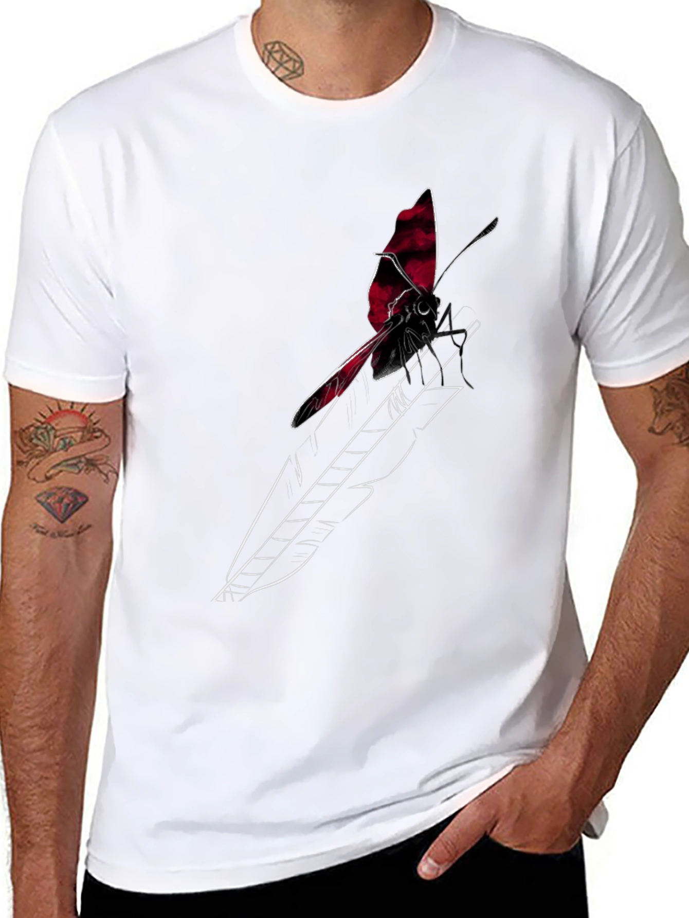 Butterfly Arrow Graphic Tee - Stylish Black T-Shirt