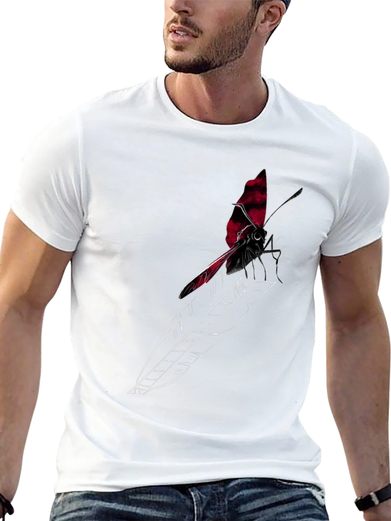 Butterfly Arrow Graphic Tee - Stylish Black T-Shirt