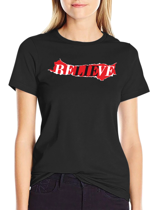 Believe Graphic Tee - Stylish Black Cotton Blend T-Shirt