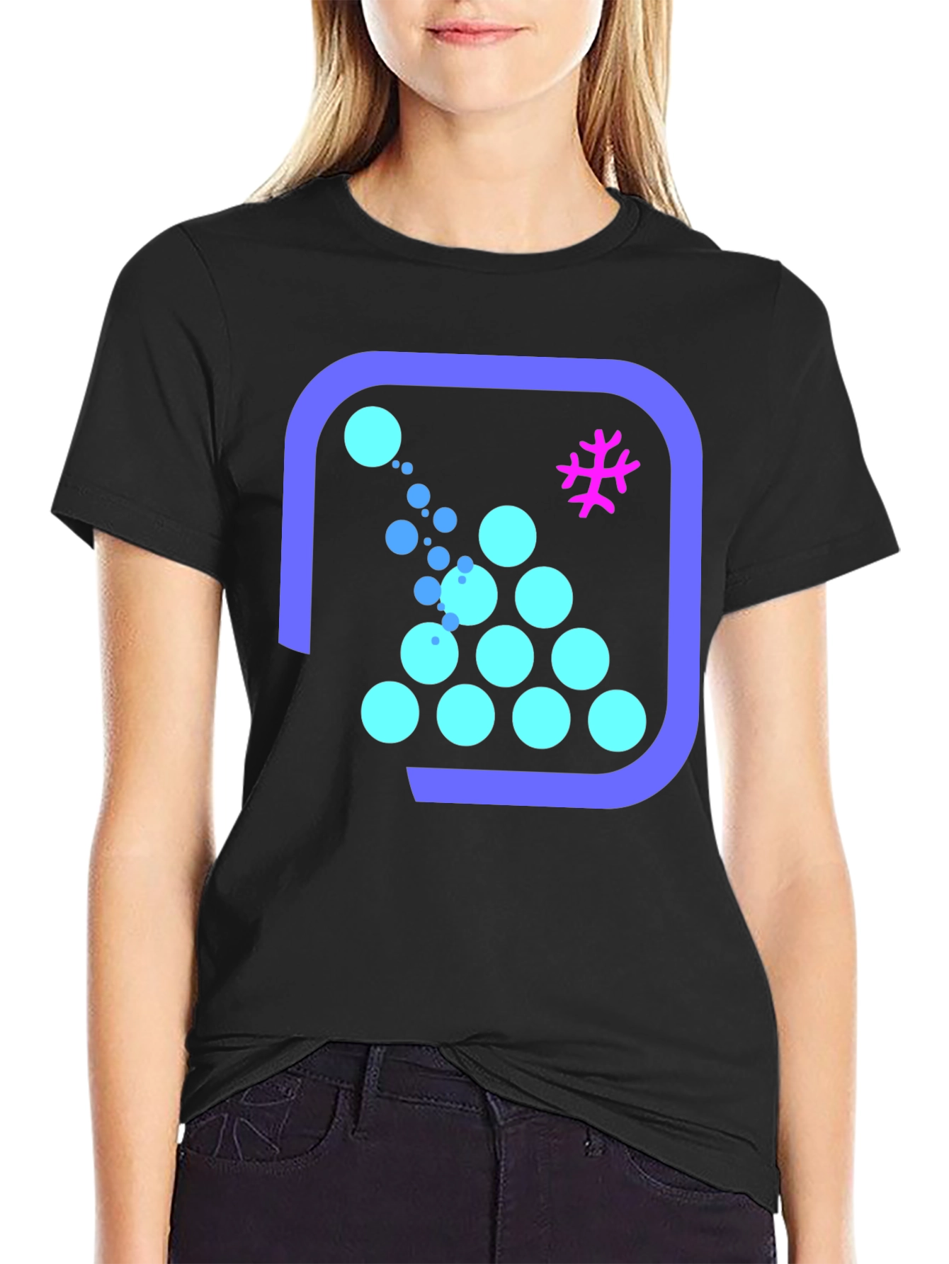 Geometric Bubble Pattern Black T-Shirt