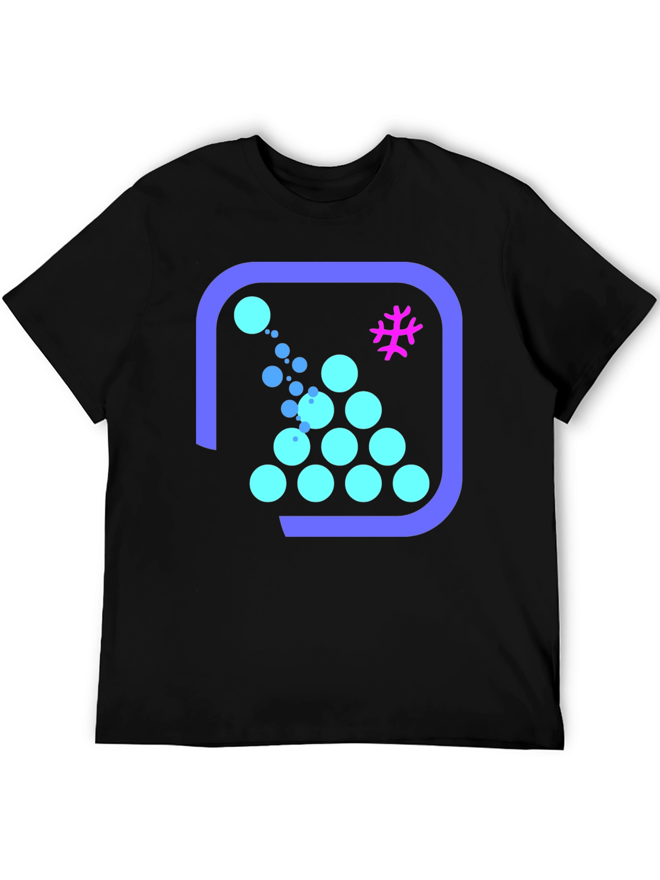 Geometric Bubble Pattern Black T-Shirt