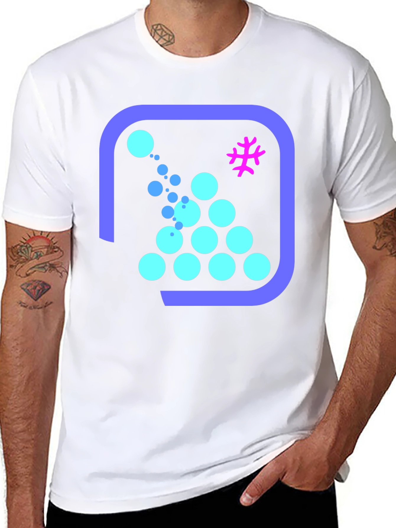 Geometric Bubble Pattern Black T-Shirt