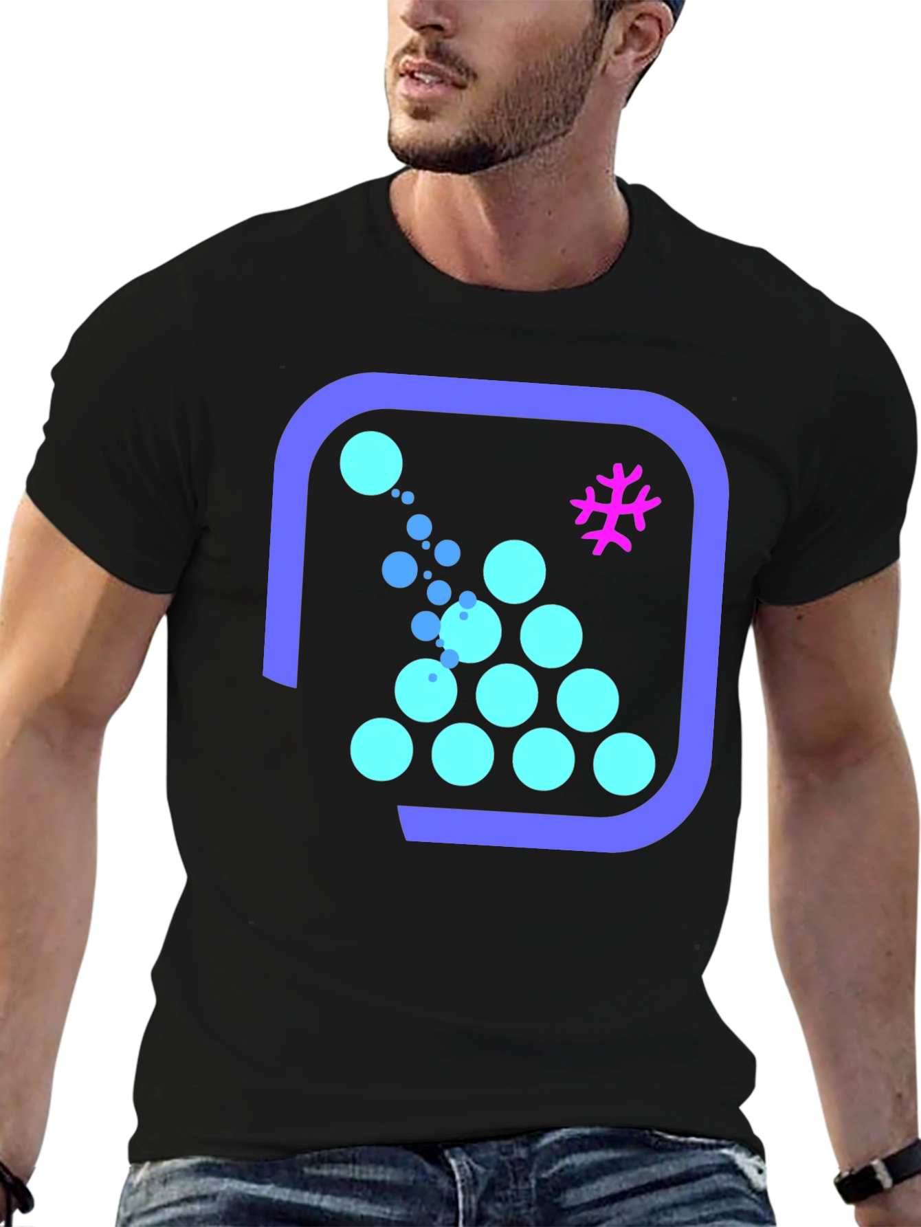 Geometric Bubble Pattern Black T-Shirt