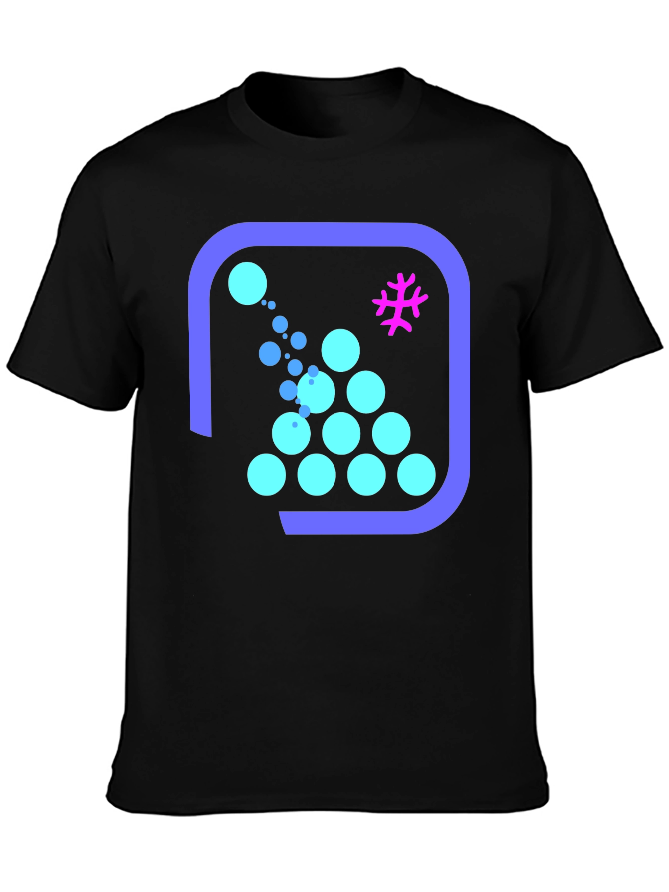 Geometric Bubble Pattern Black T-Shirt