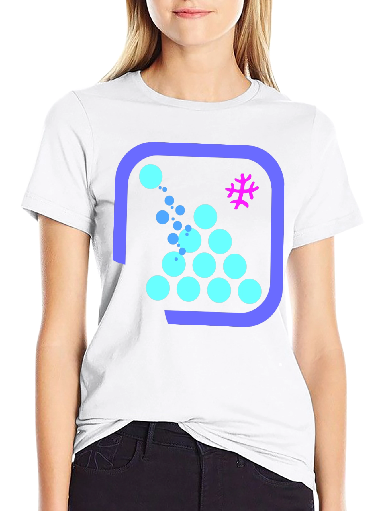Geometric Bubble Pattern Black T-Shirt