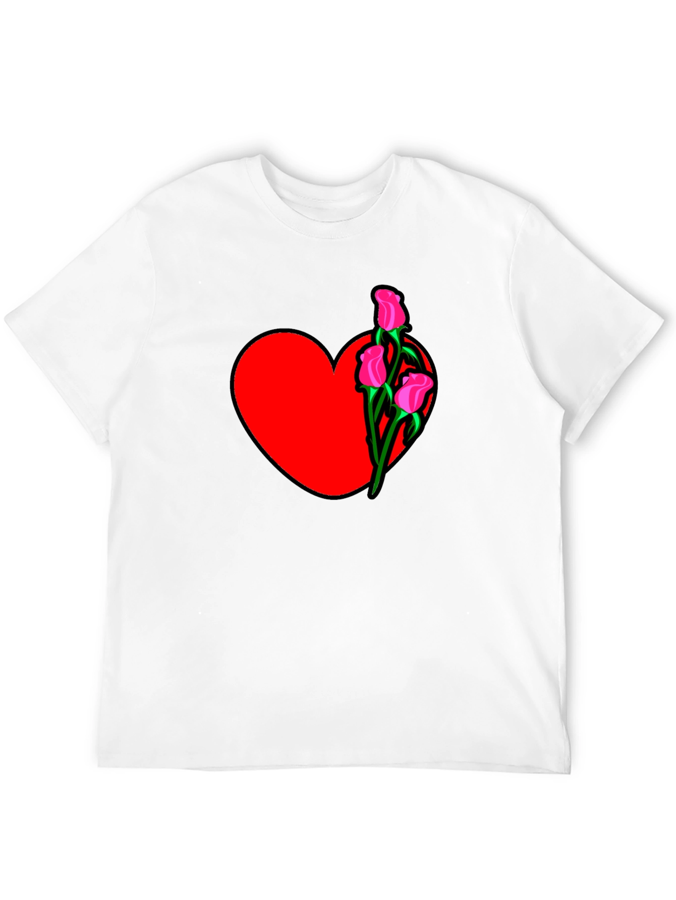 Heart and Roses Black T-Shirt