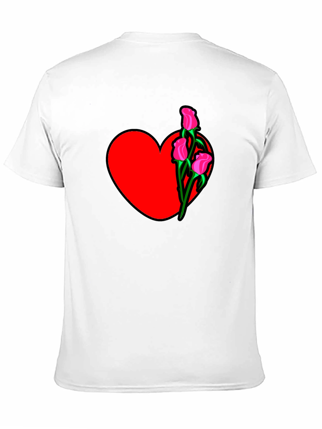Heart and Roses Black T-Shirt