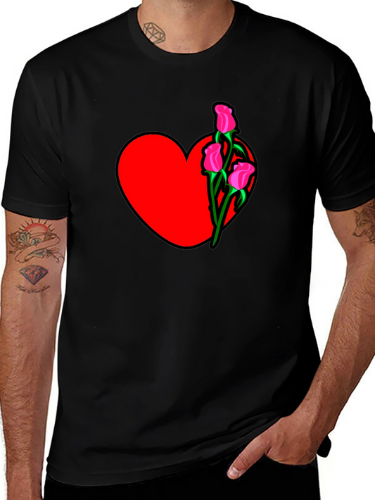 Heart and Roses Black T-Shirt