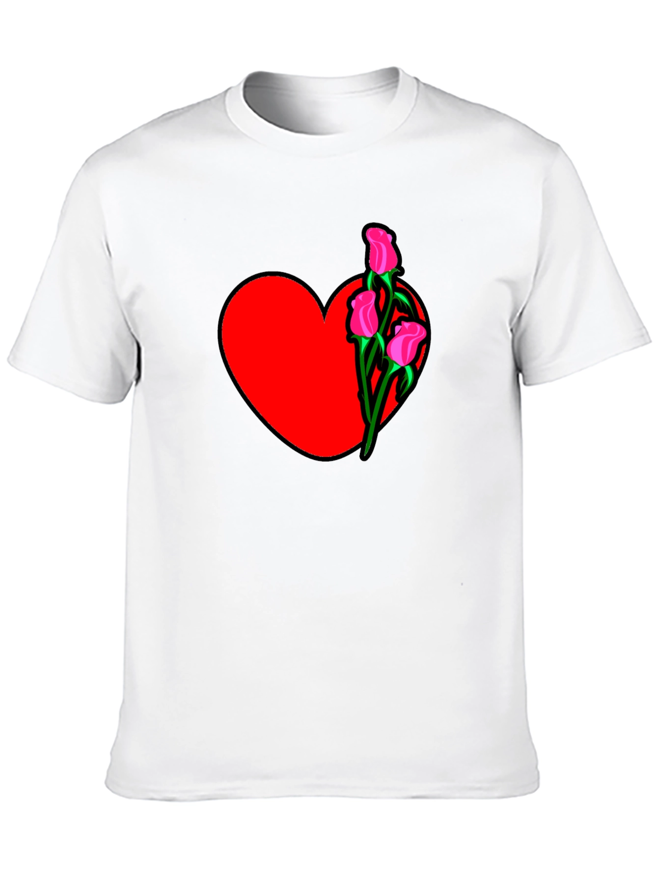 Heart and Roses Black T-Shirt