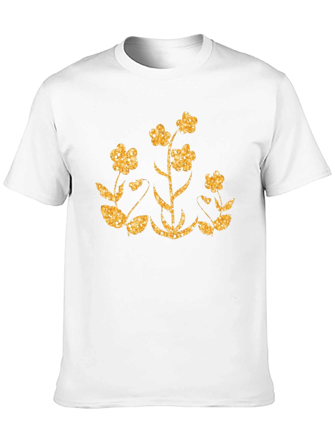 Floral Glitter Graphic Black T-Shirt
