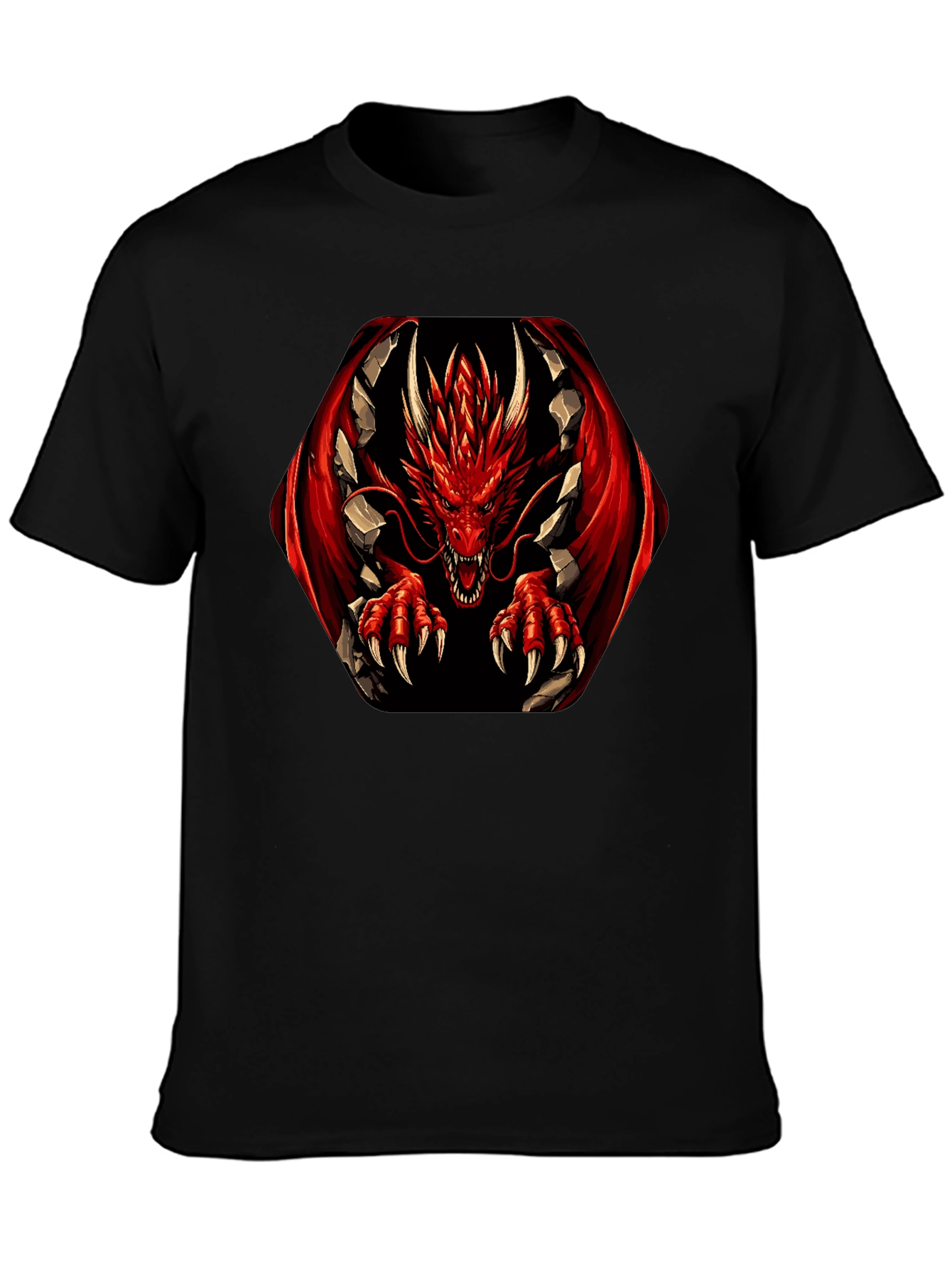 Red Dragon Graphic Tee - Mens Black T-Shirt