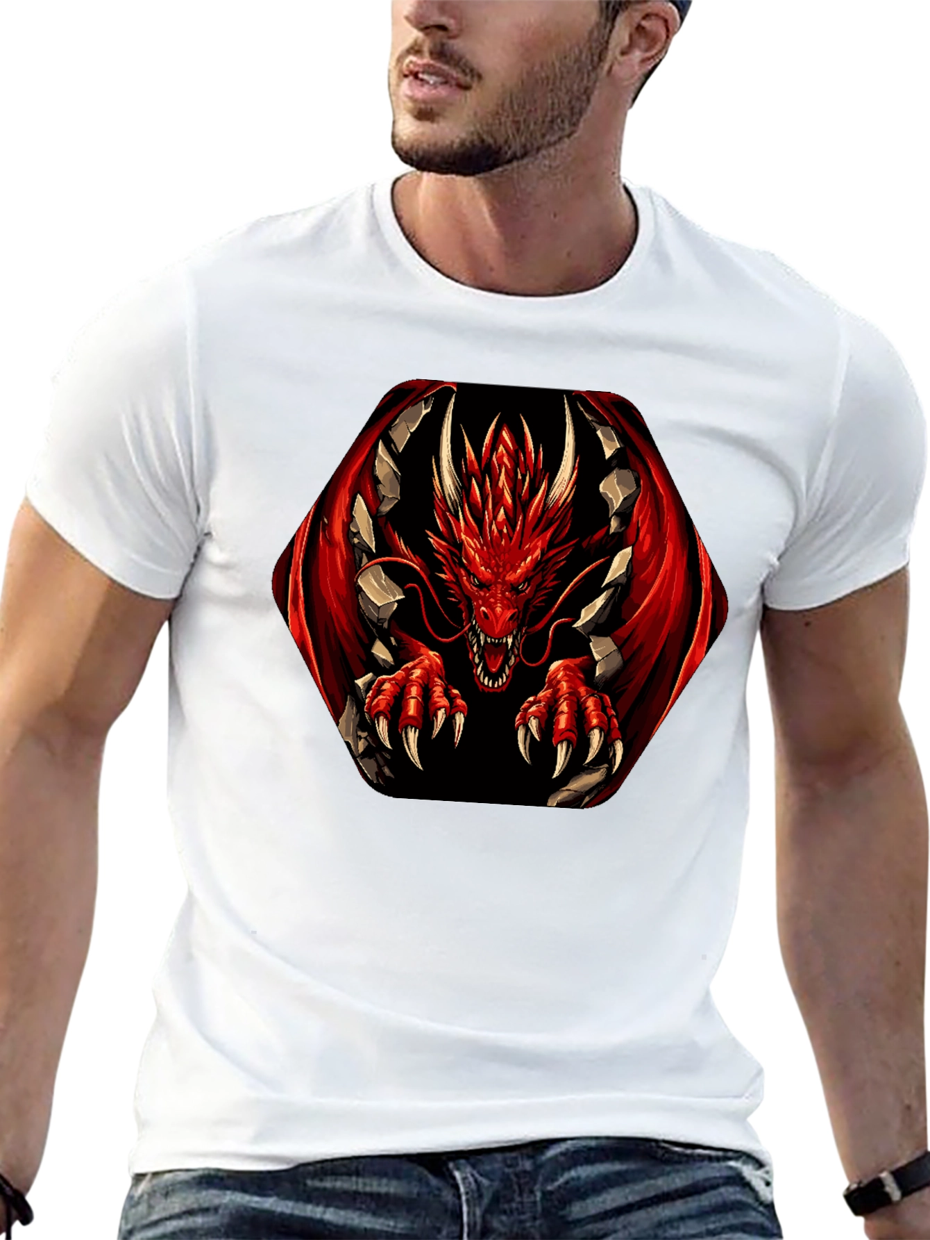 Red Dragon Graphic Tee - Mens Black T-Shirt