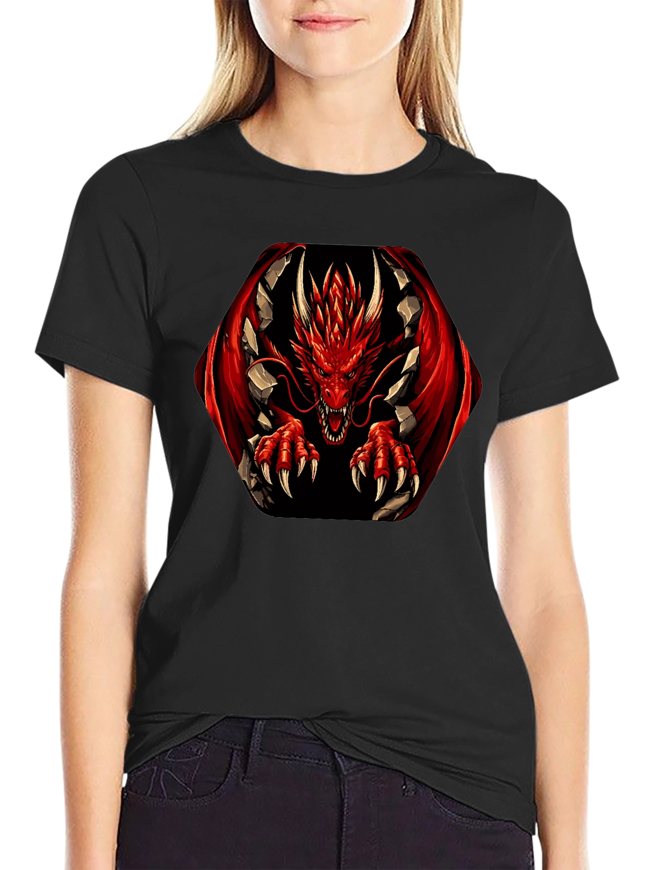 Red Dragon Graphic Tee - Mens Black T-Shirt