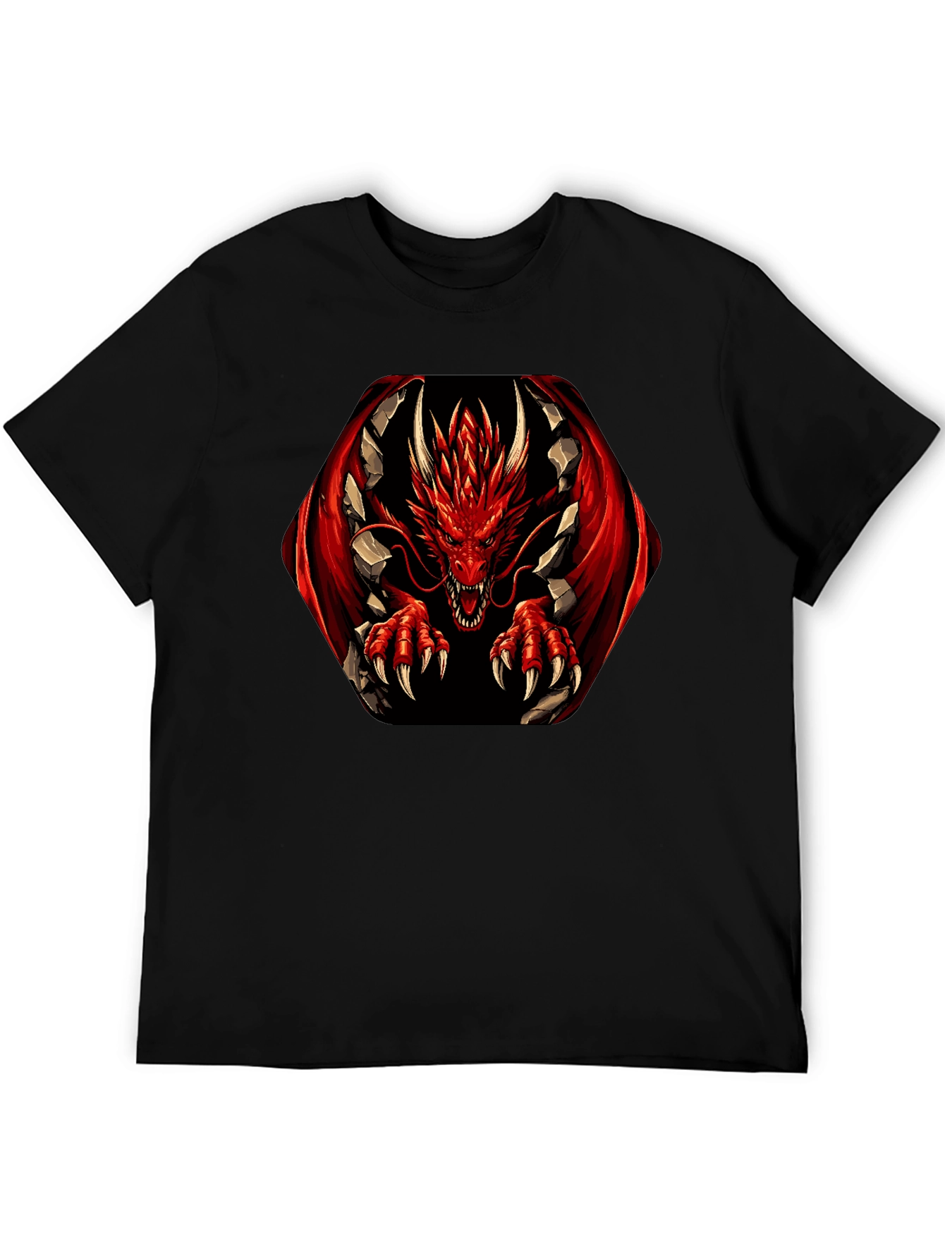 Red Dragon Graphic Tee - Mens Black T-Shirt