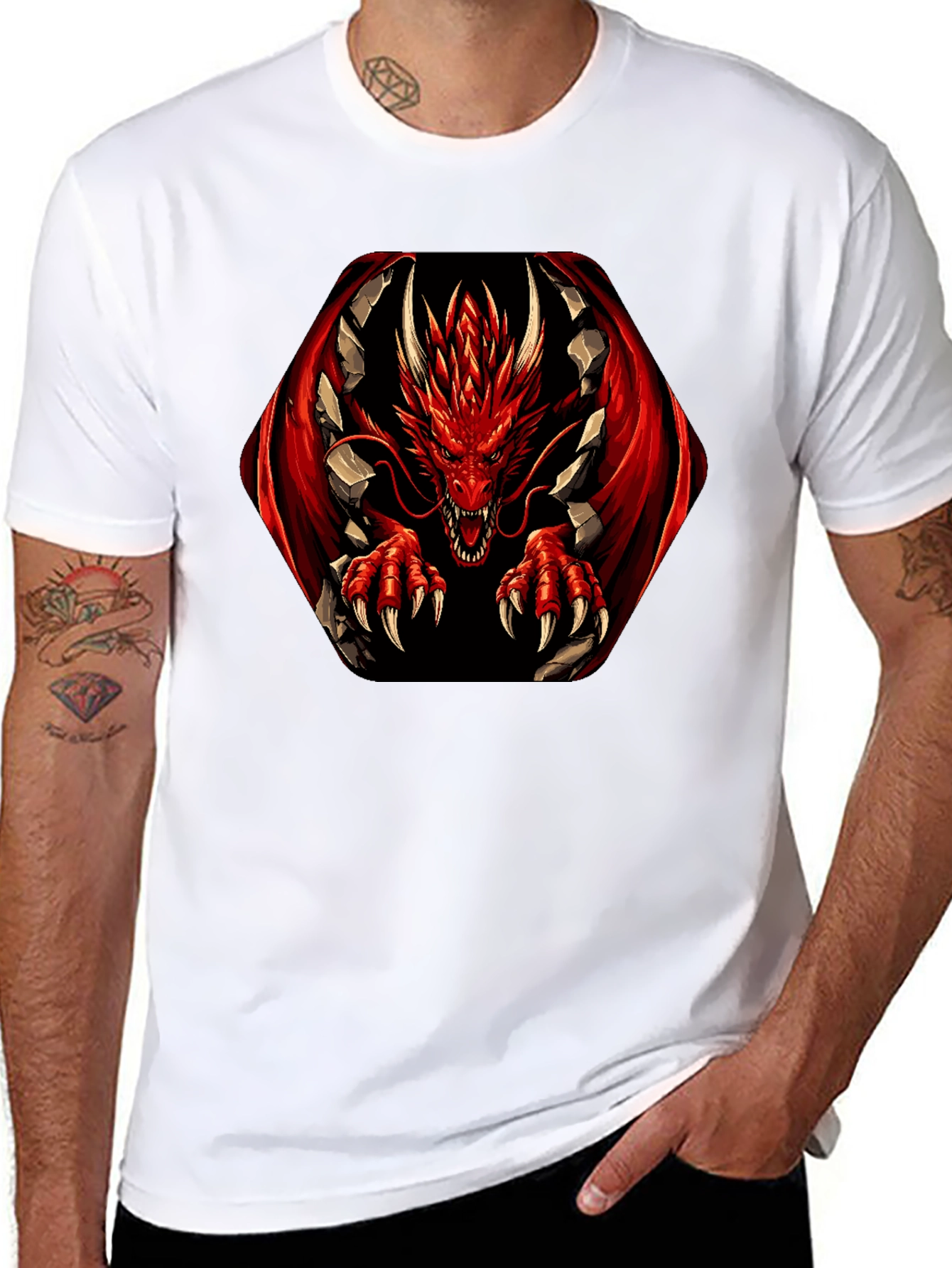 Red Dragon Graphic Tee - Mens Black T-Shirt