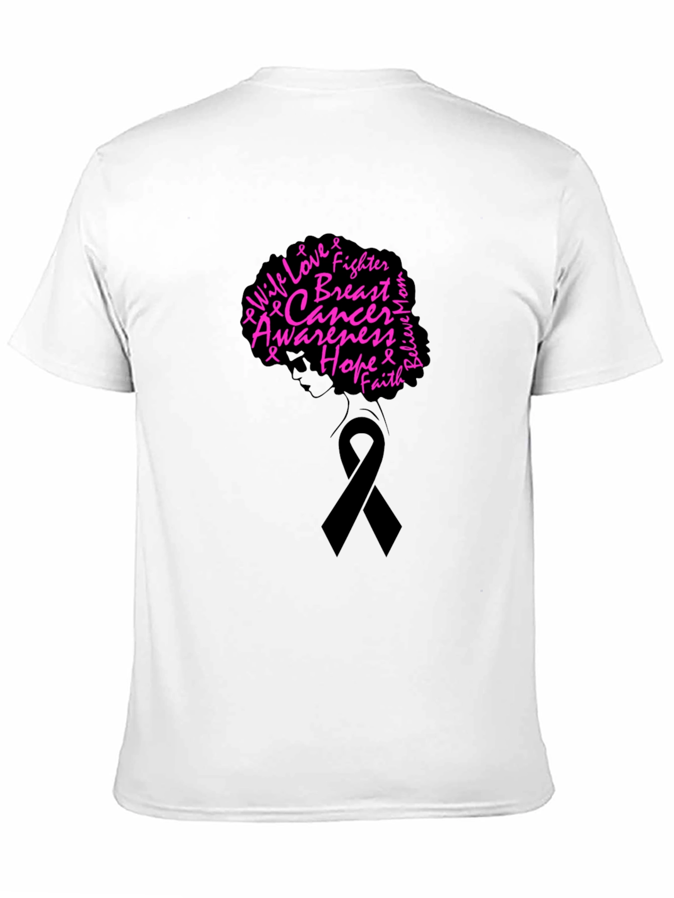 Breast Cancer Awareness Black T-Shirt - Hope Fighter Love