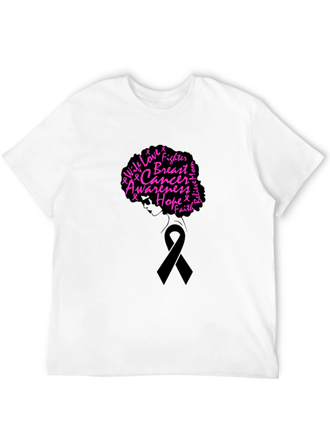 Breast Cancer Awareness Black T-Shirt - Hope Fighter Love