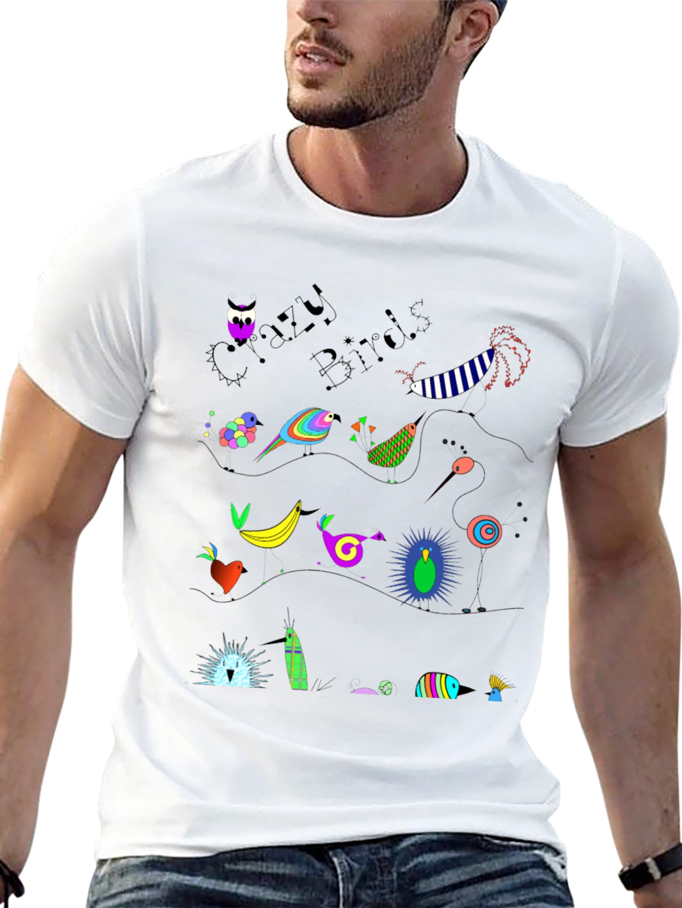 Crazy Birds Graphic T-Shirt