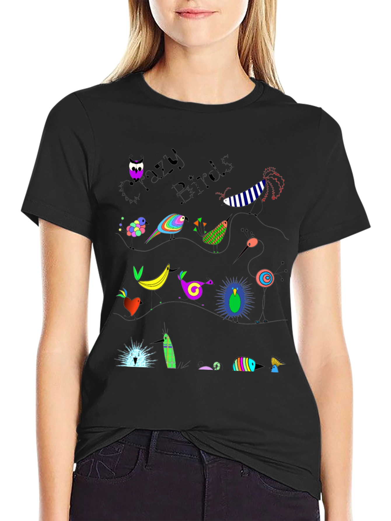 Crazy Birds Graphic T-Shirt