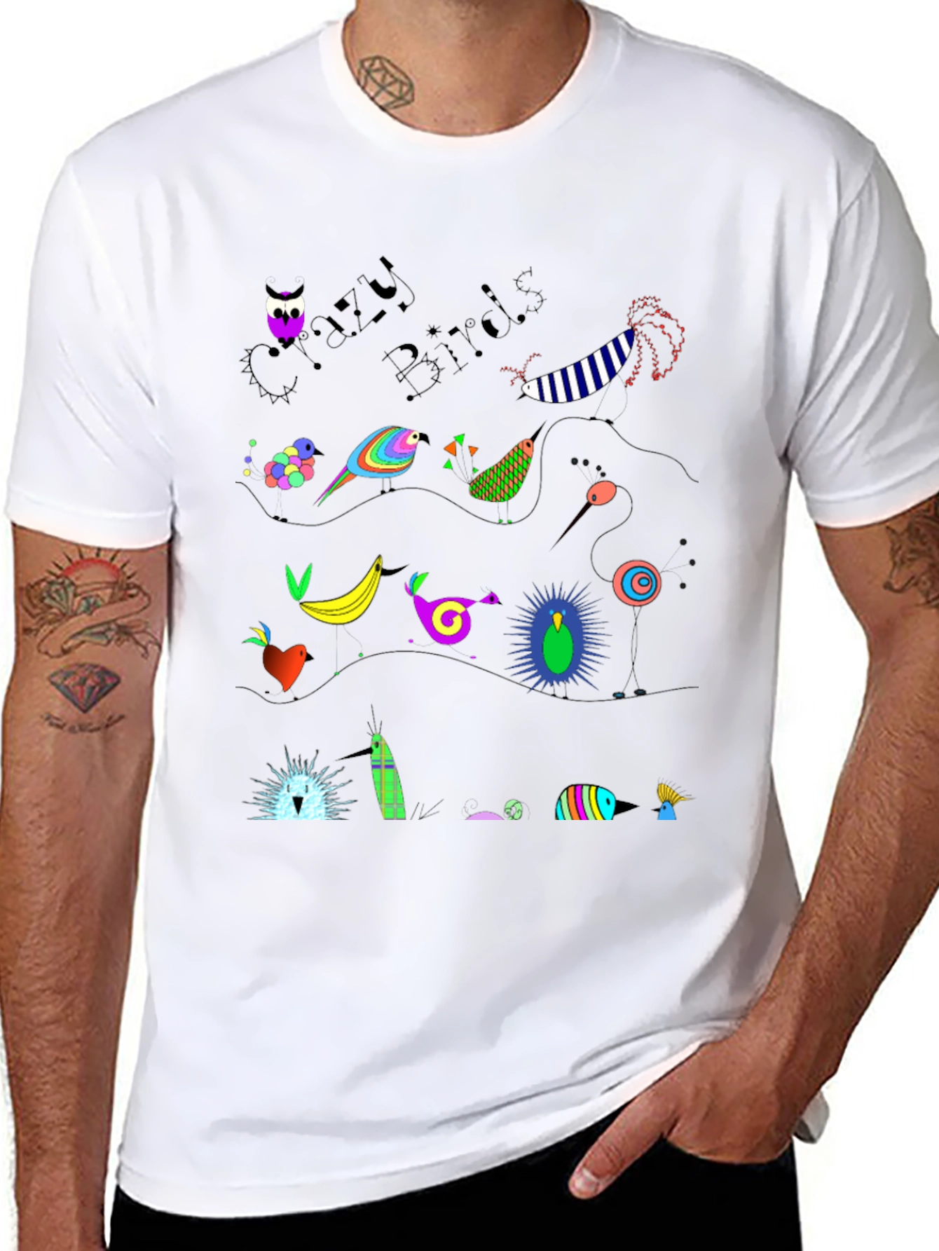 Crazy Birds Graphic T-Shirt