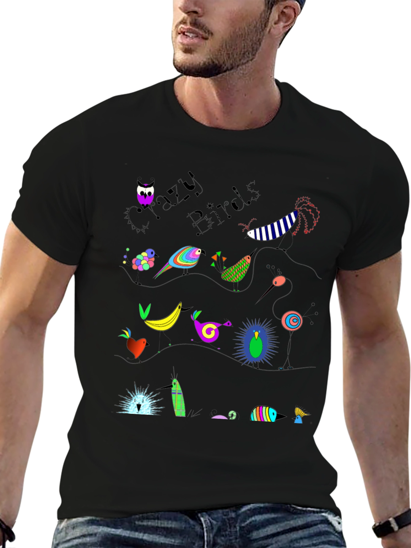 Crazy Birds Graphic T-Shirt