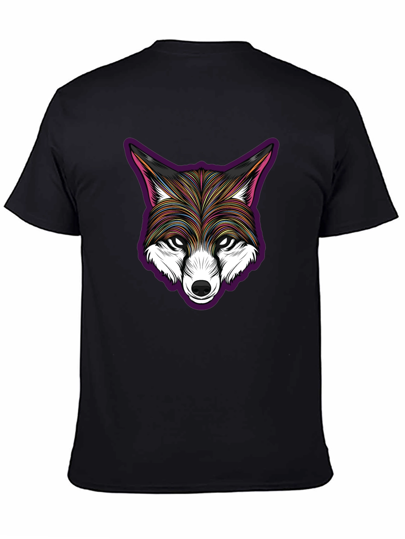 Stylish Fox Head Graphic Black T-Shirt