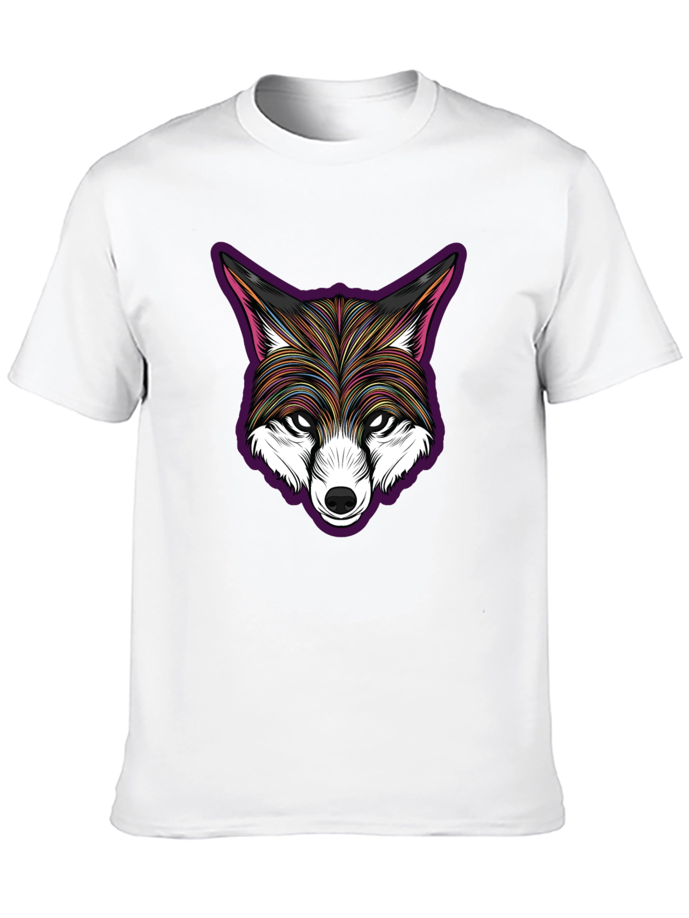 Stylish Fox Head Graphic Black T-Shirt