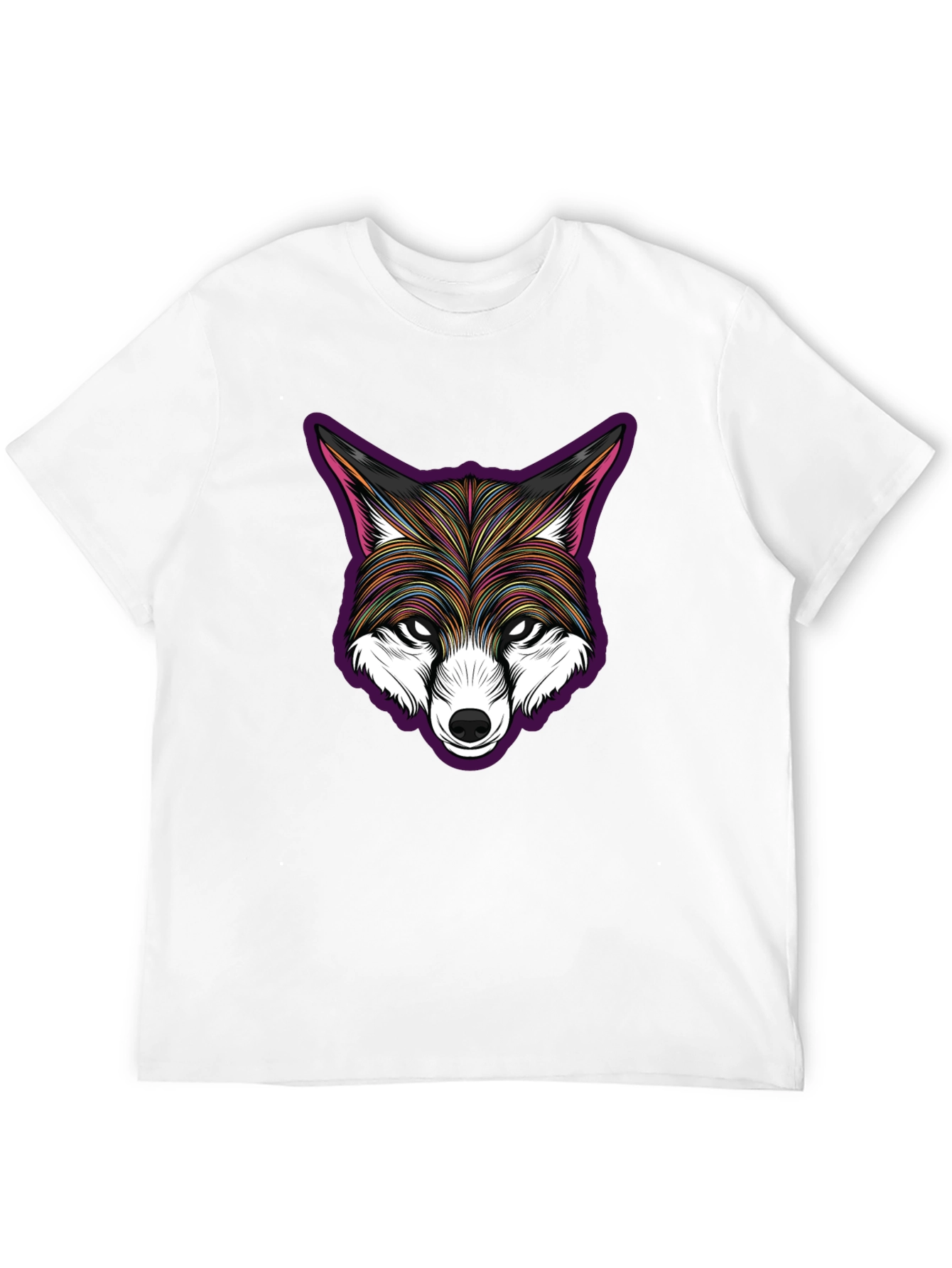 Stylish Fox Head Graphic Black T-Shirt