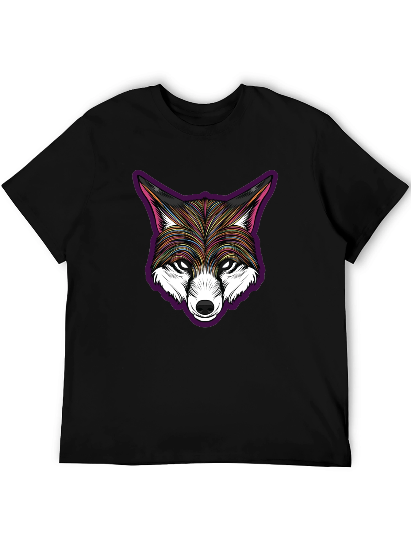 Stylish Fox Head Graphic Black T-Shirt