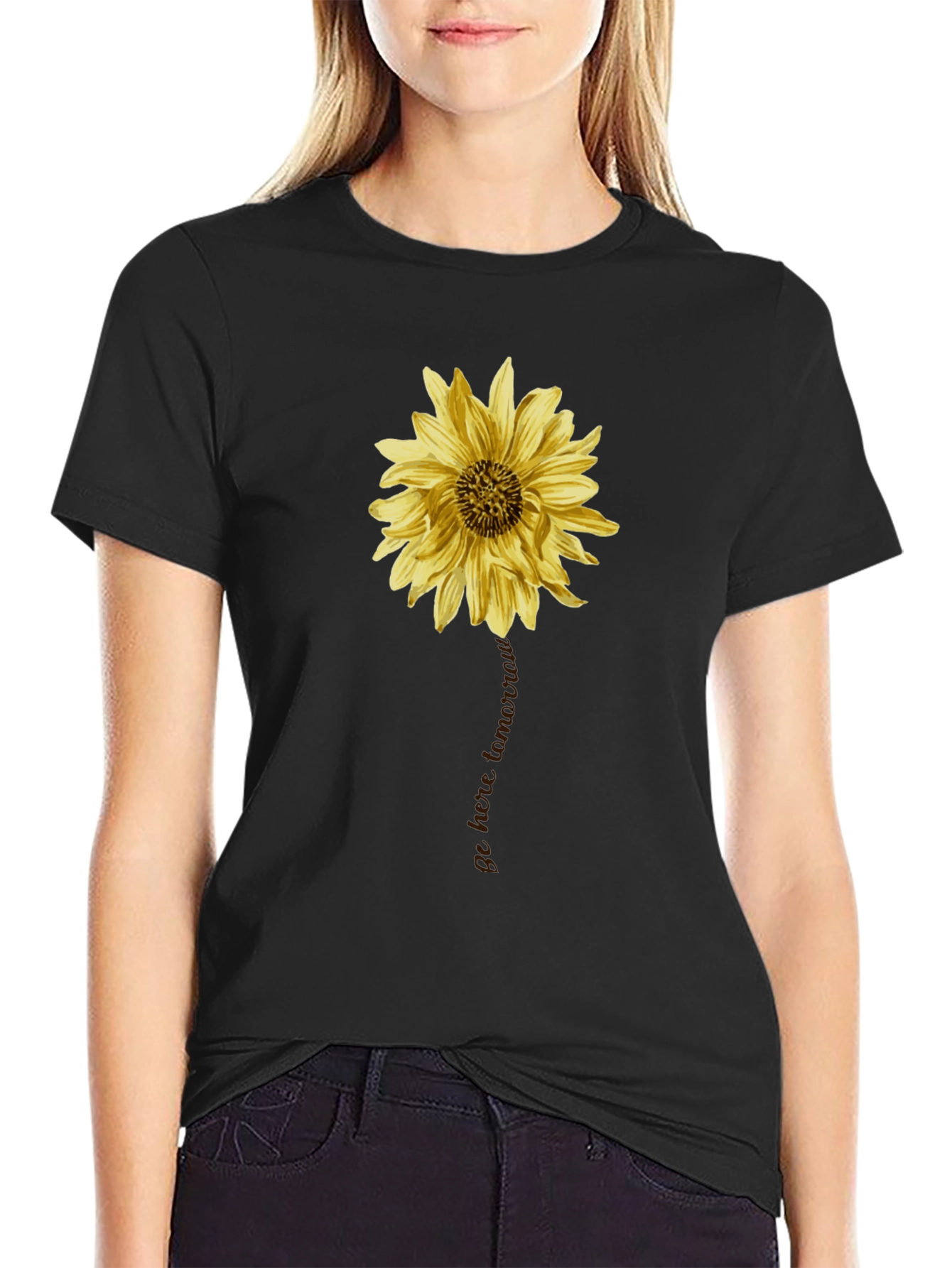 Sunflower Graphic Black T-Shirt