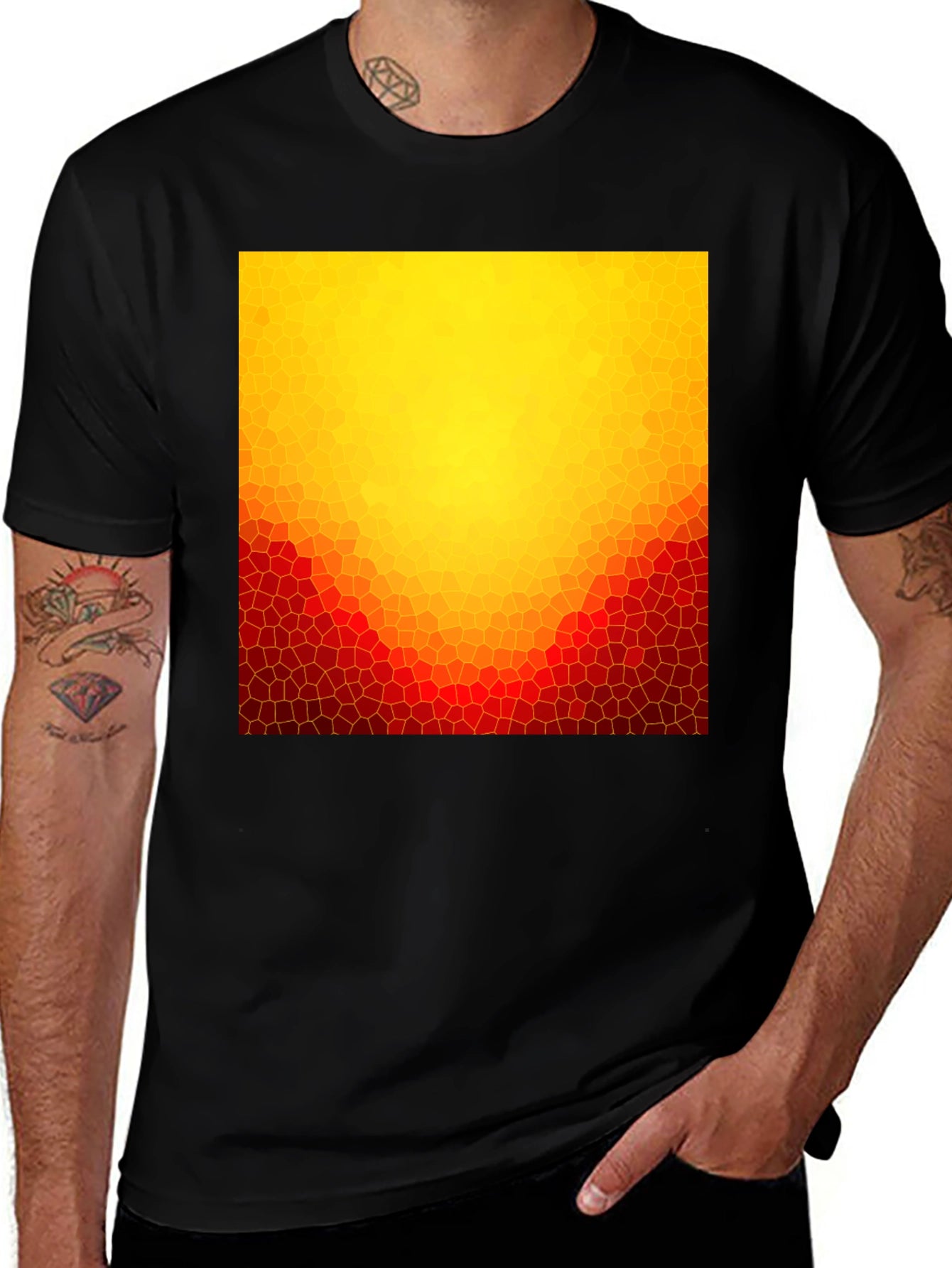 Abstract Mosaic Graphic Tee - Stylish Casual Wear