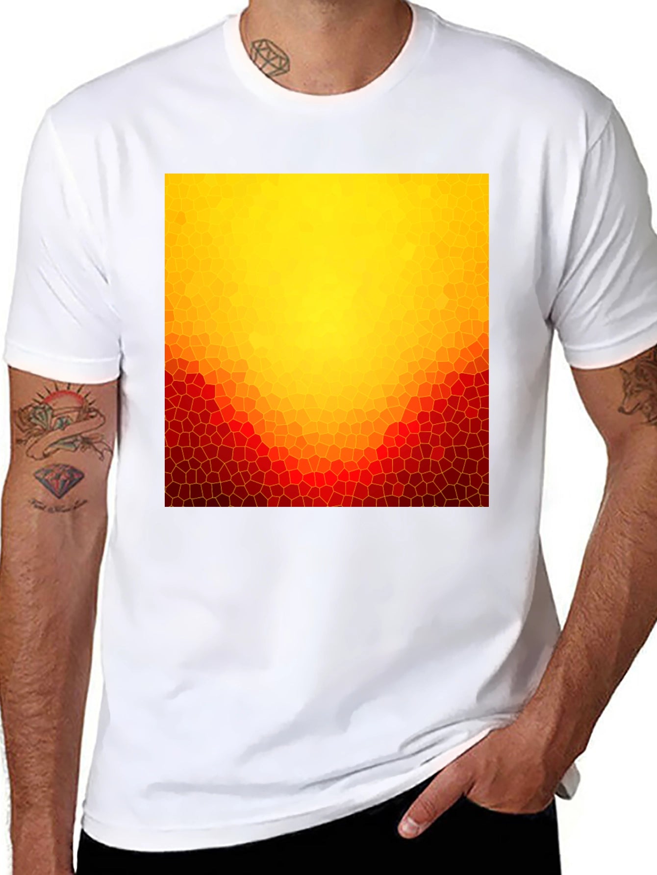 Abstract Mosaic Graphic Tee - Stylish Casual Wear