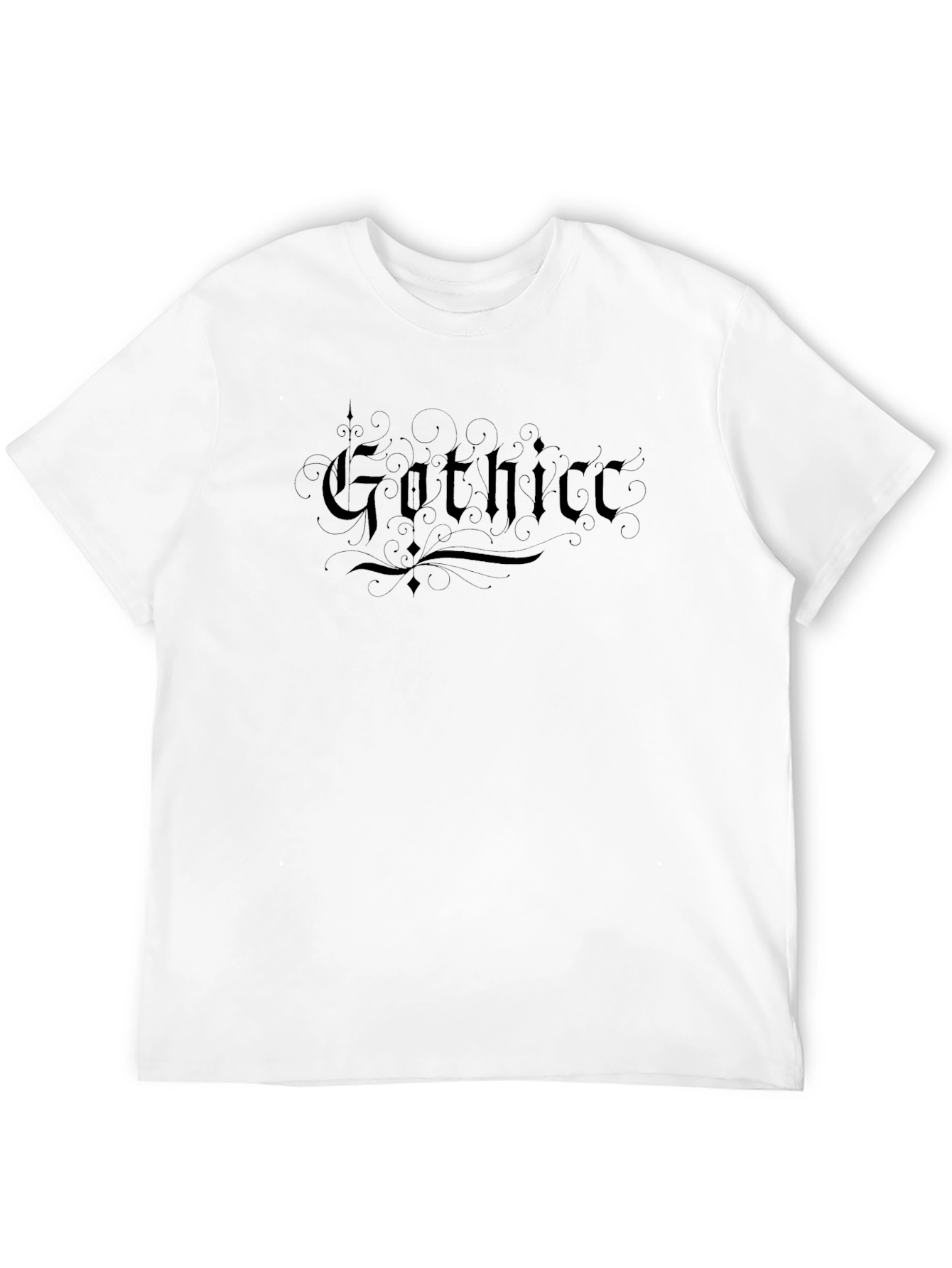 Gothicc Text Print Black T-Shirt
