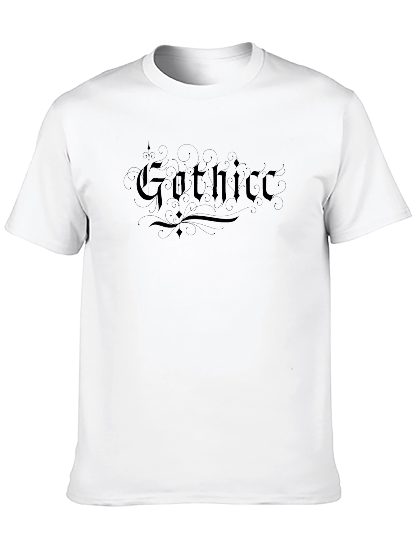 Gothicc Text Print Black T-Shirt