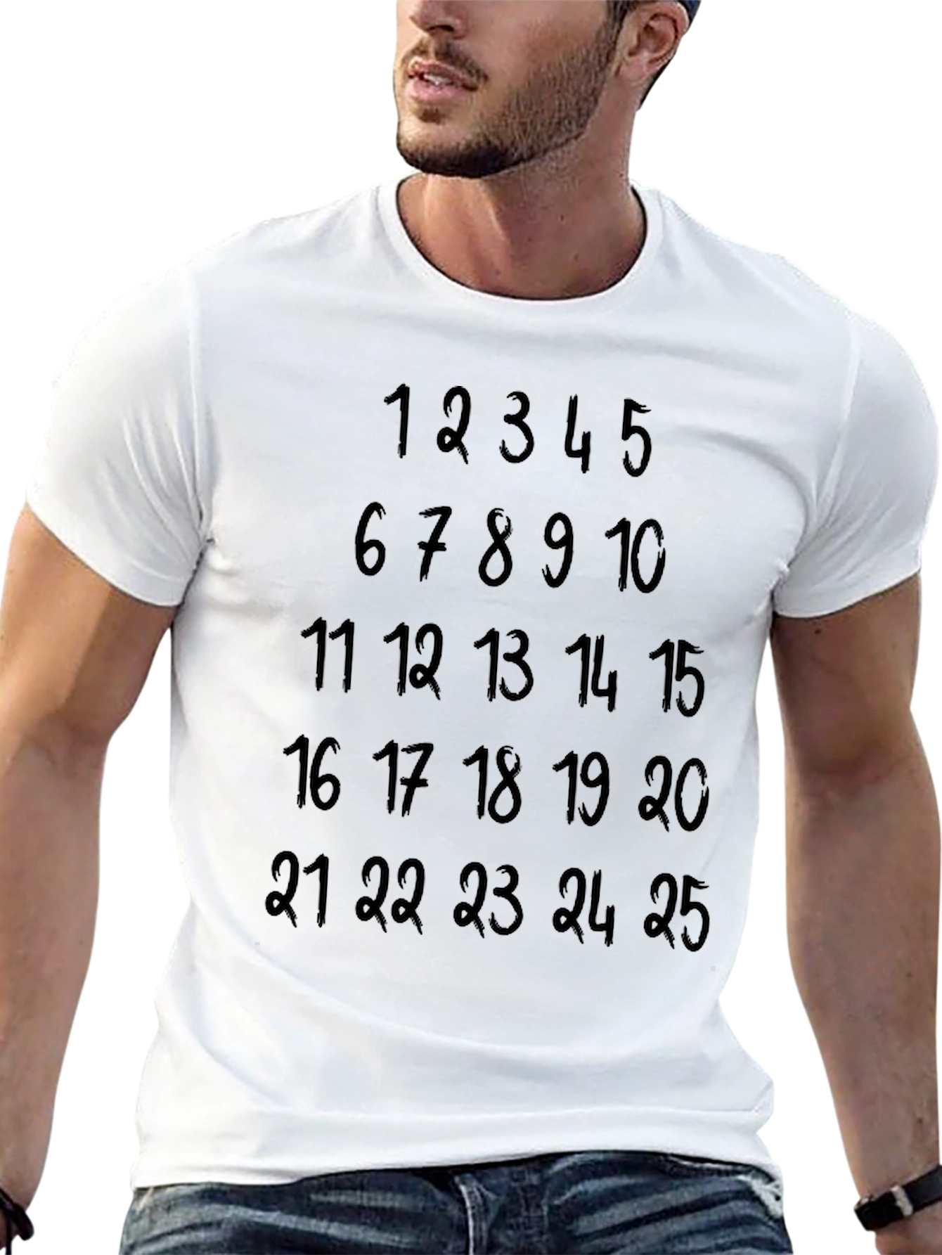 Numbered T-Shirt - 1 to 25 Black Tee
