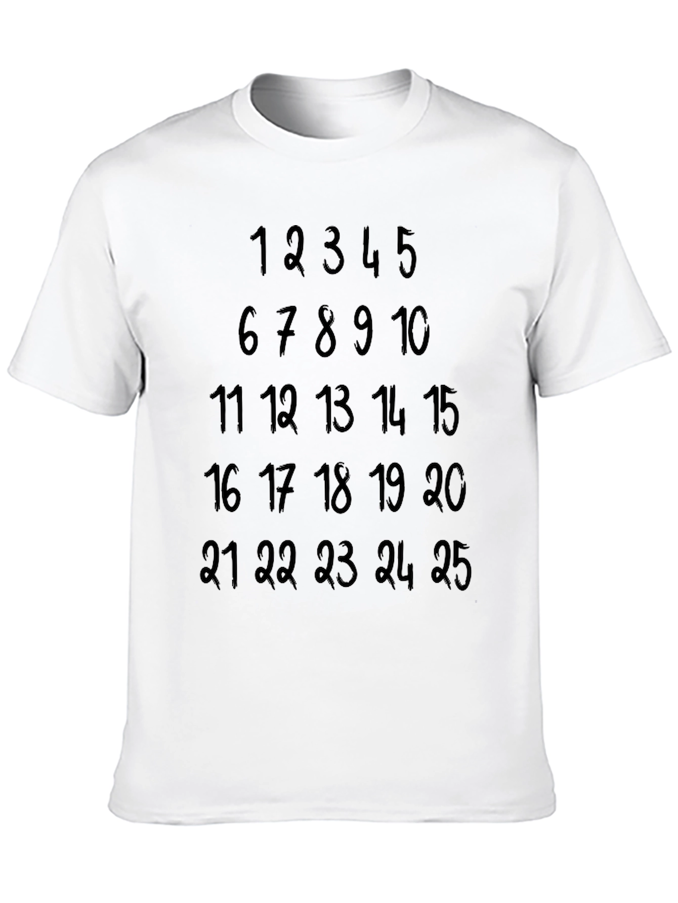 Numbered T-Shirt - 1 to 25 Black Tee