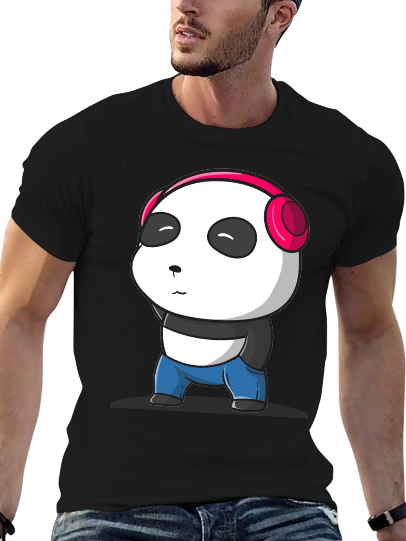 Cute Panda with Headphones Graphic T-Shirt