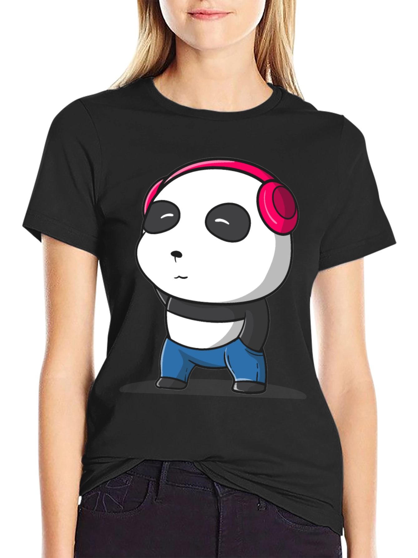 Cute Panda with Headphones Graphic T-Shirt