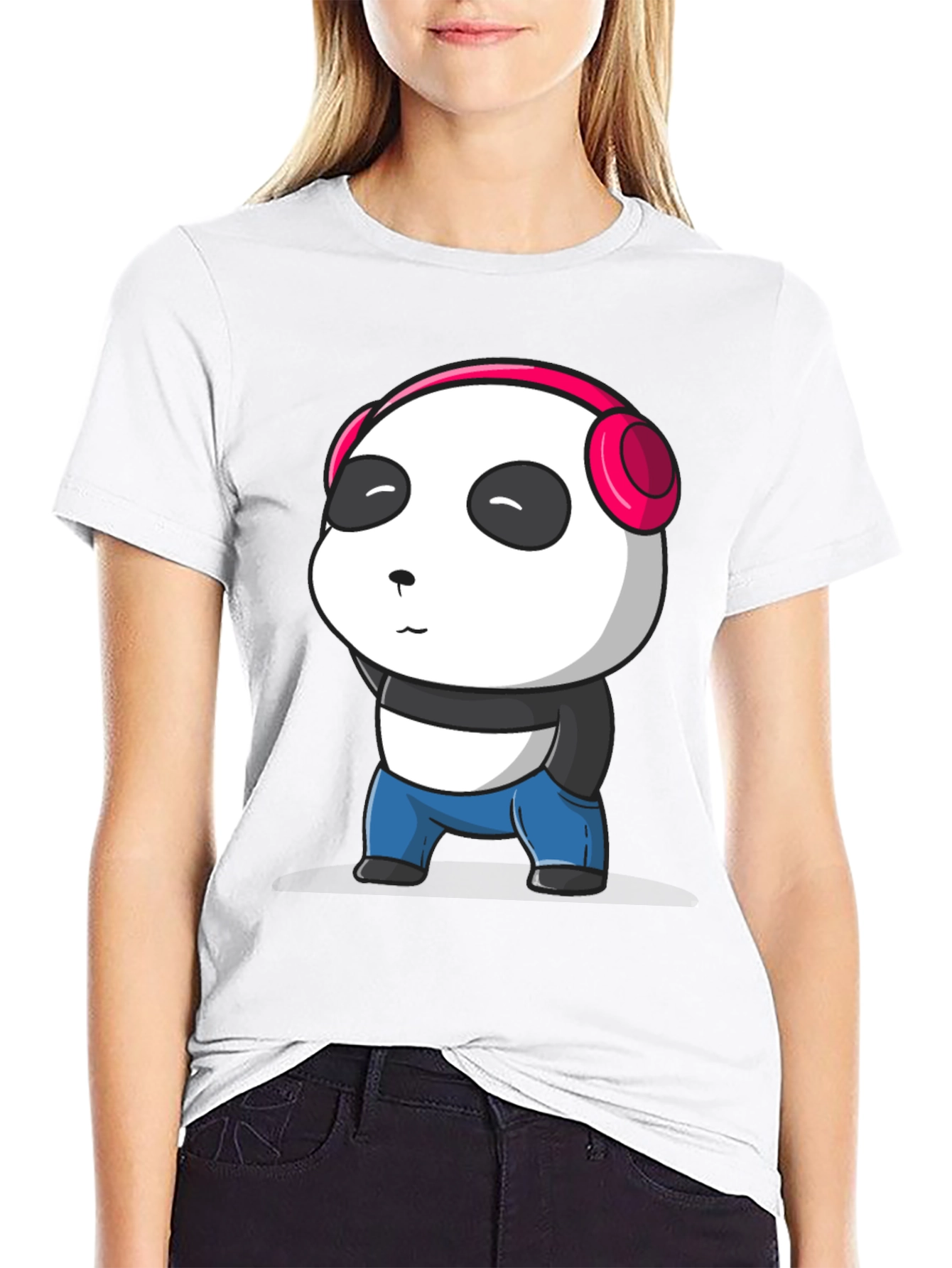 Cute Panda with Headphones Graphic T-Shirt