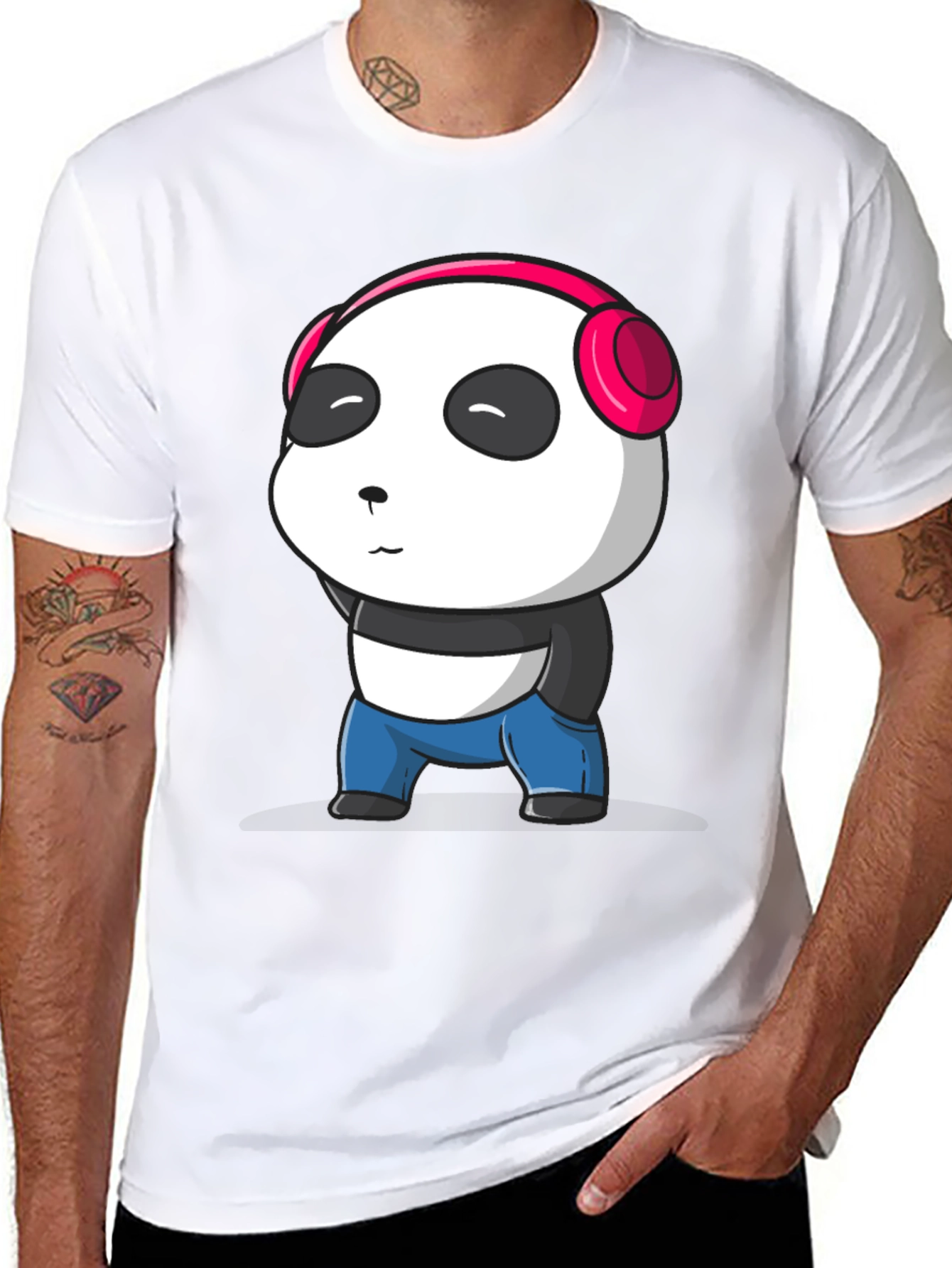 Cute Panda with Headphones Graphic T-Shirt