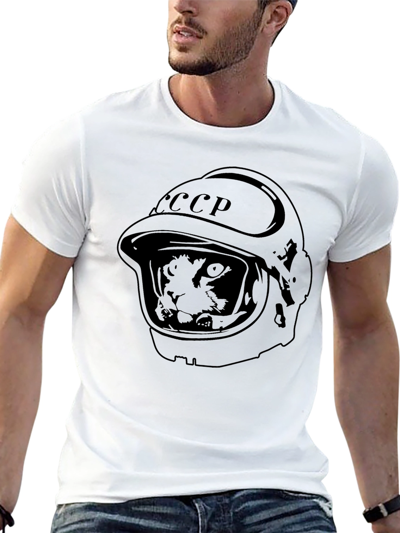 Cosmic Cat Astronaut T-Shirt - USSR Space Design