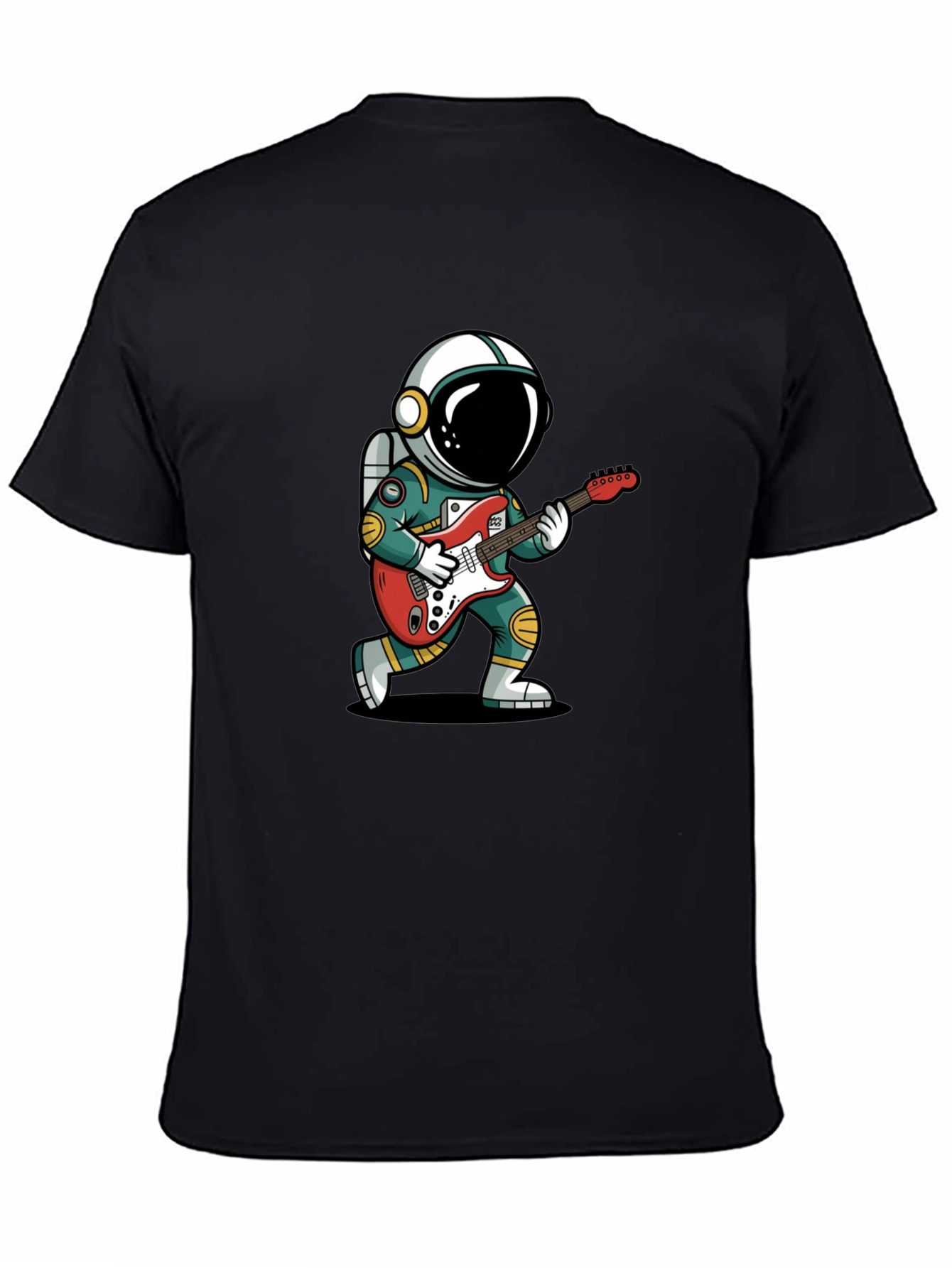 Astronaut Guitarist Graphic Tee - Black Cotton T-Shirt